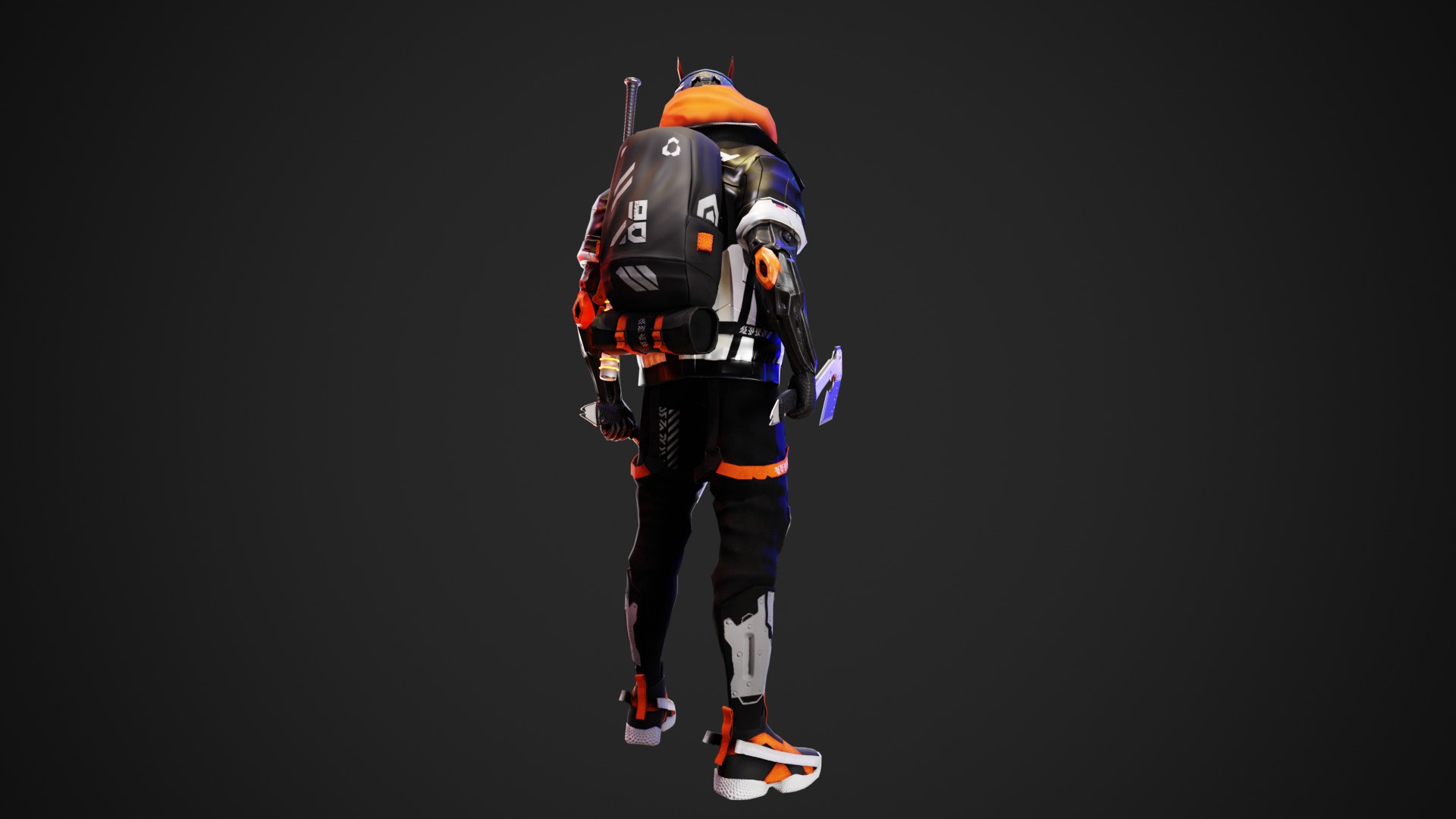 Cyberpunk Axion Robot Low-poly 3D model_11