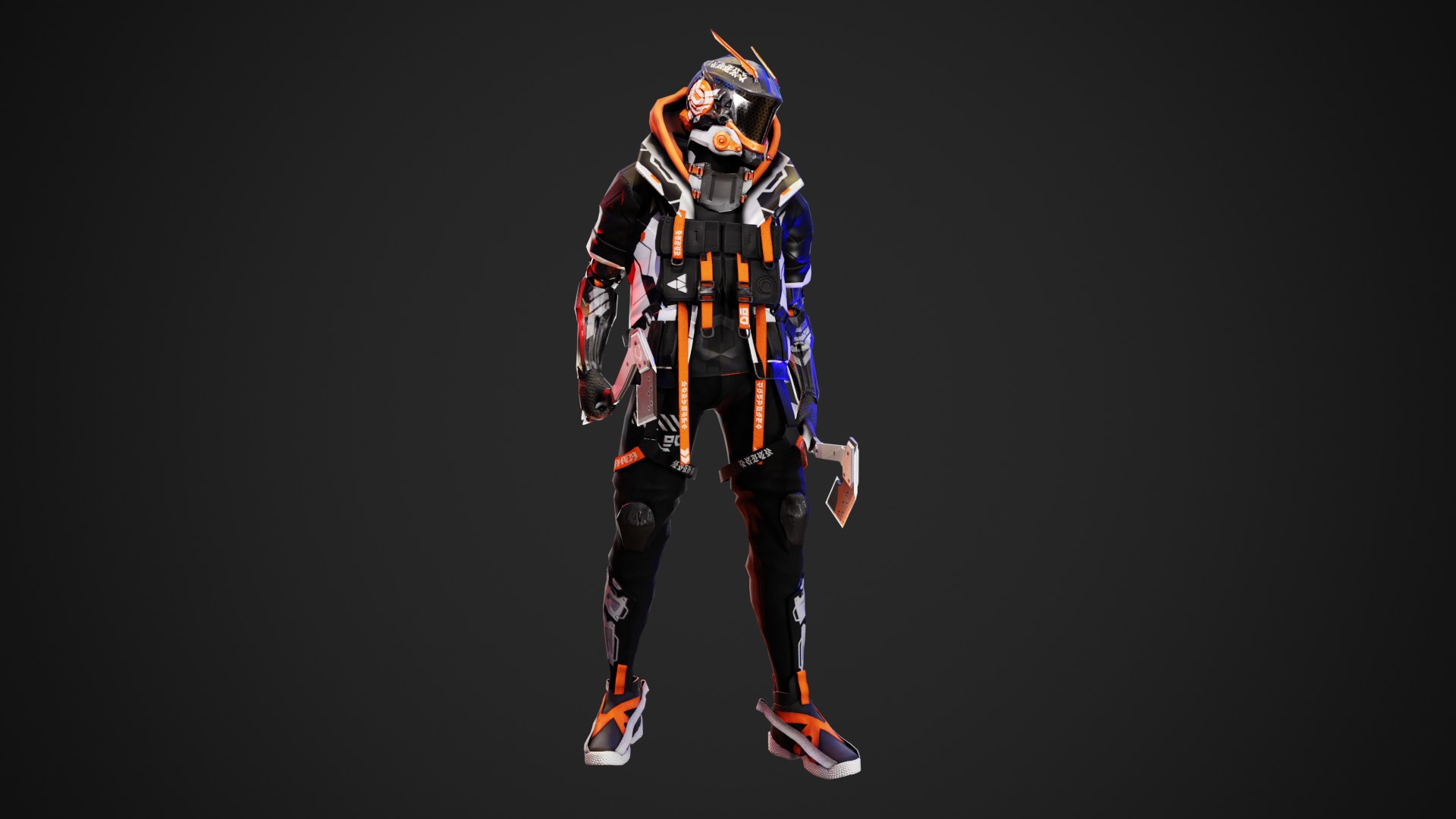 Cyberpunk Axion Robot Low-poly 3D model_9