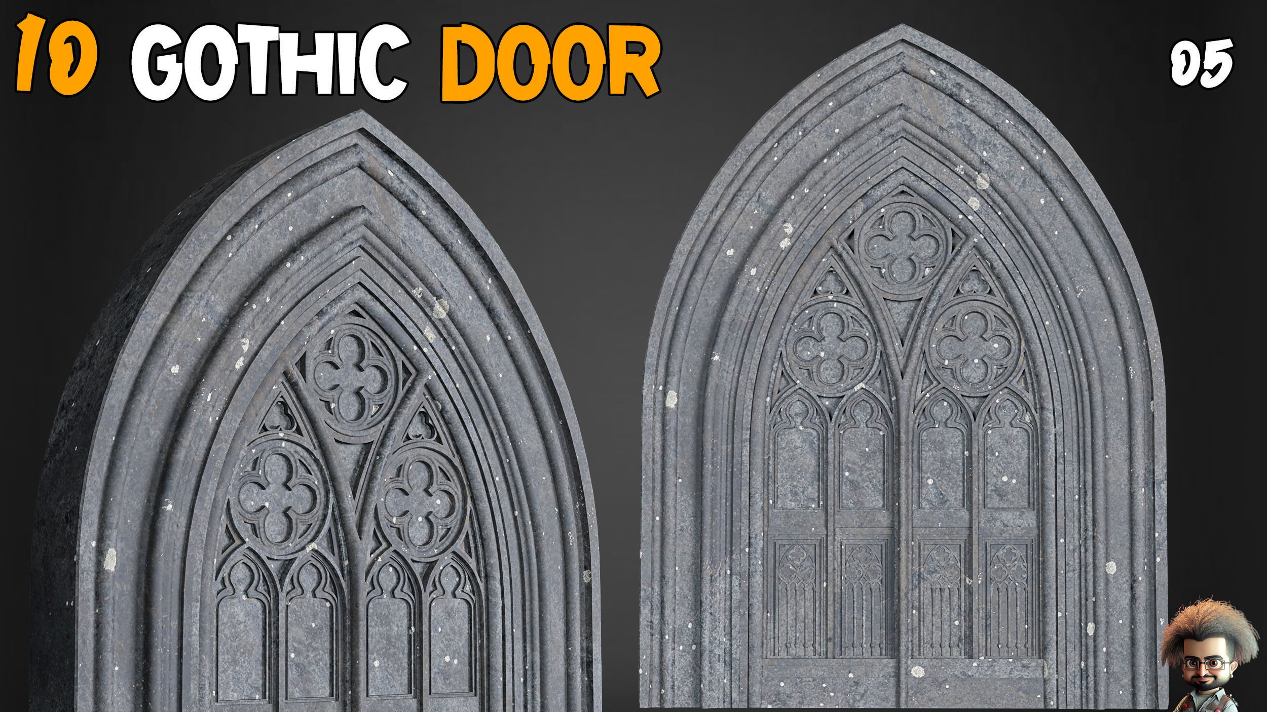 23 Gothic Door and Window 3D Model   Vol 1 Low-poly 3D model_21
