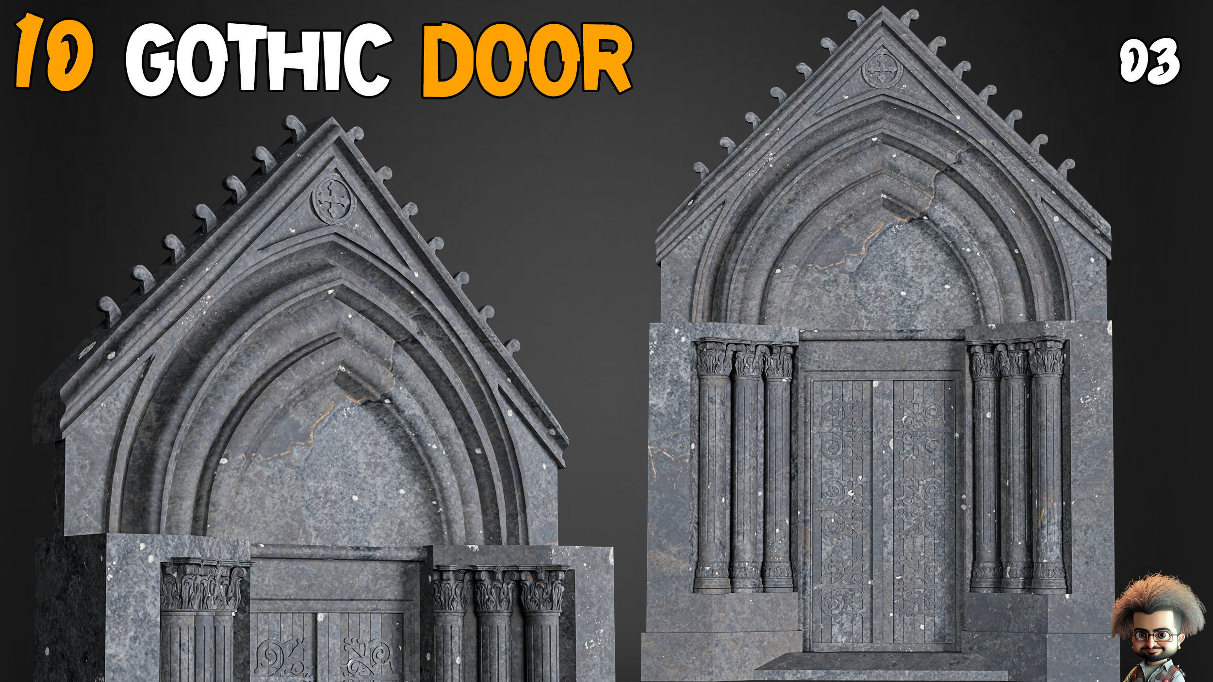23 Gothic Door and Window 3D Model   Vol 1 Low-poly 3D model_19