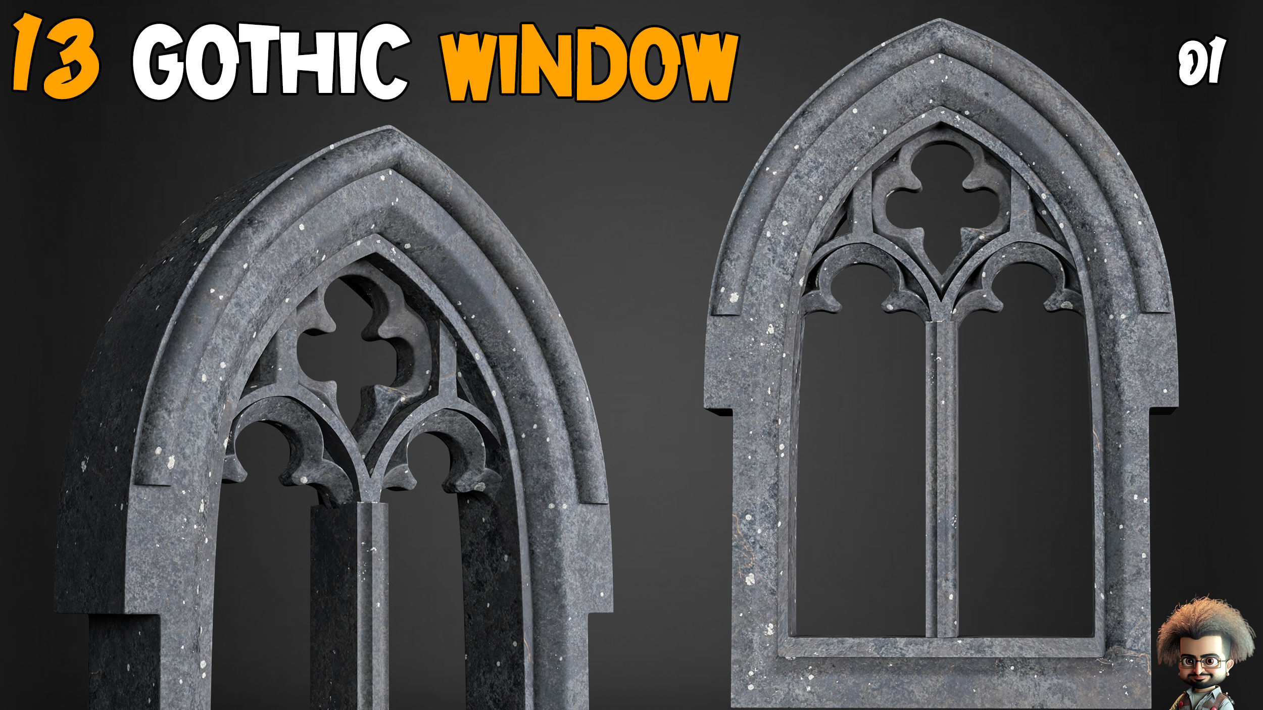 23 Gothic Door and Window 3D Model   Vol 1 Low-poly 3D model_4