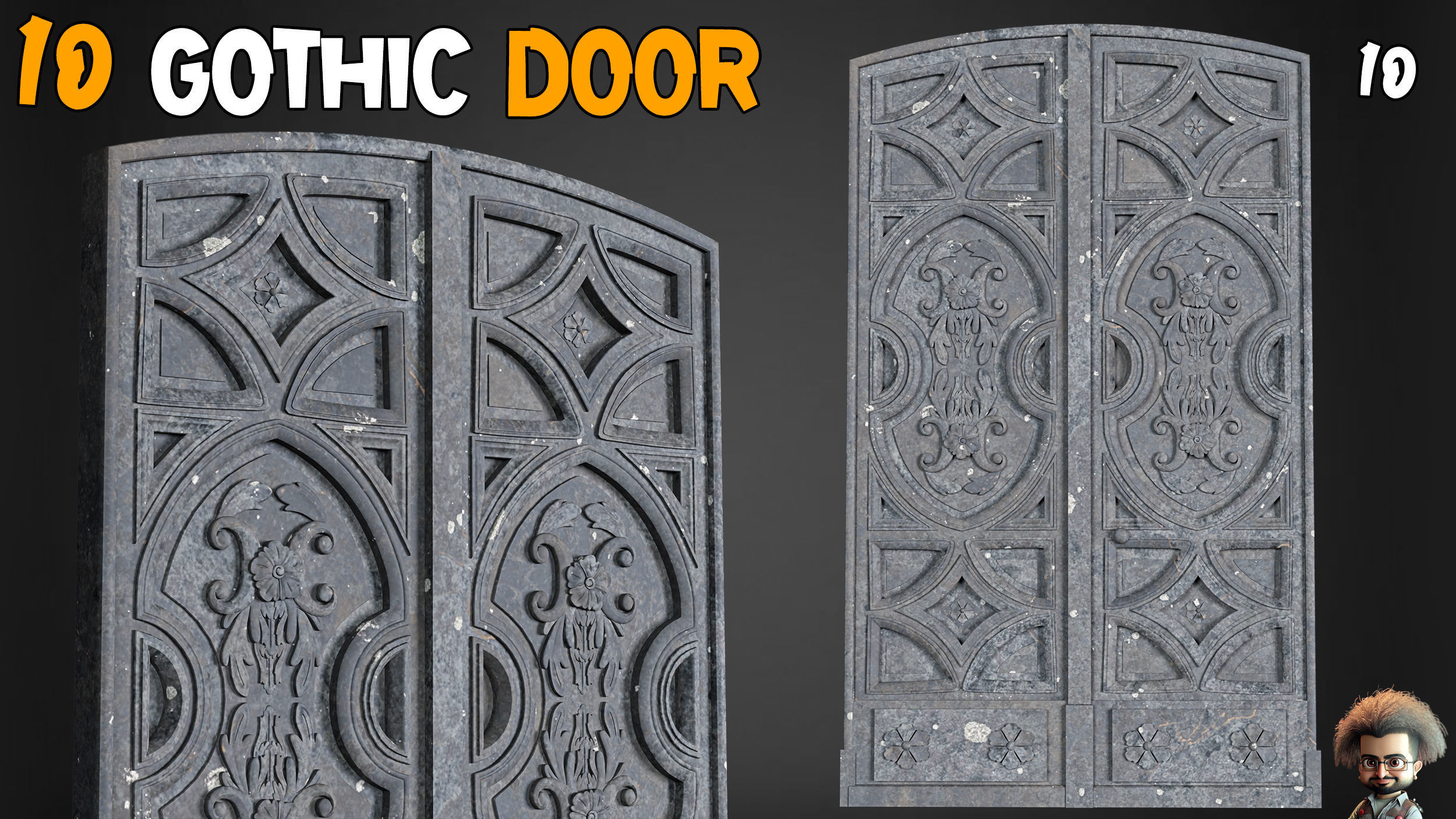 23 Gothic Door and Window 3D Model   Vol 1 Low-poly 3D model_26