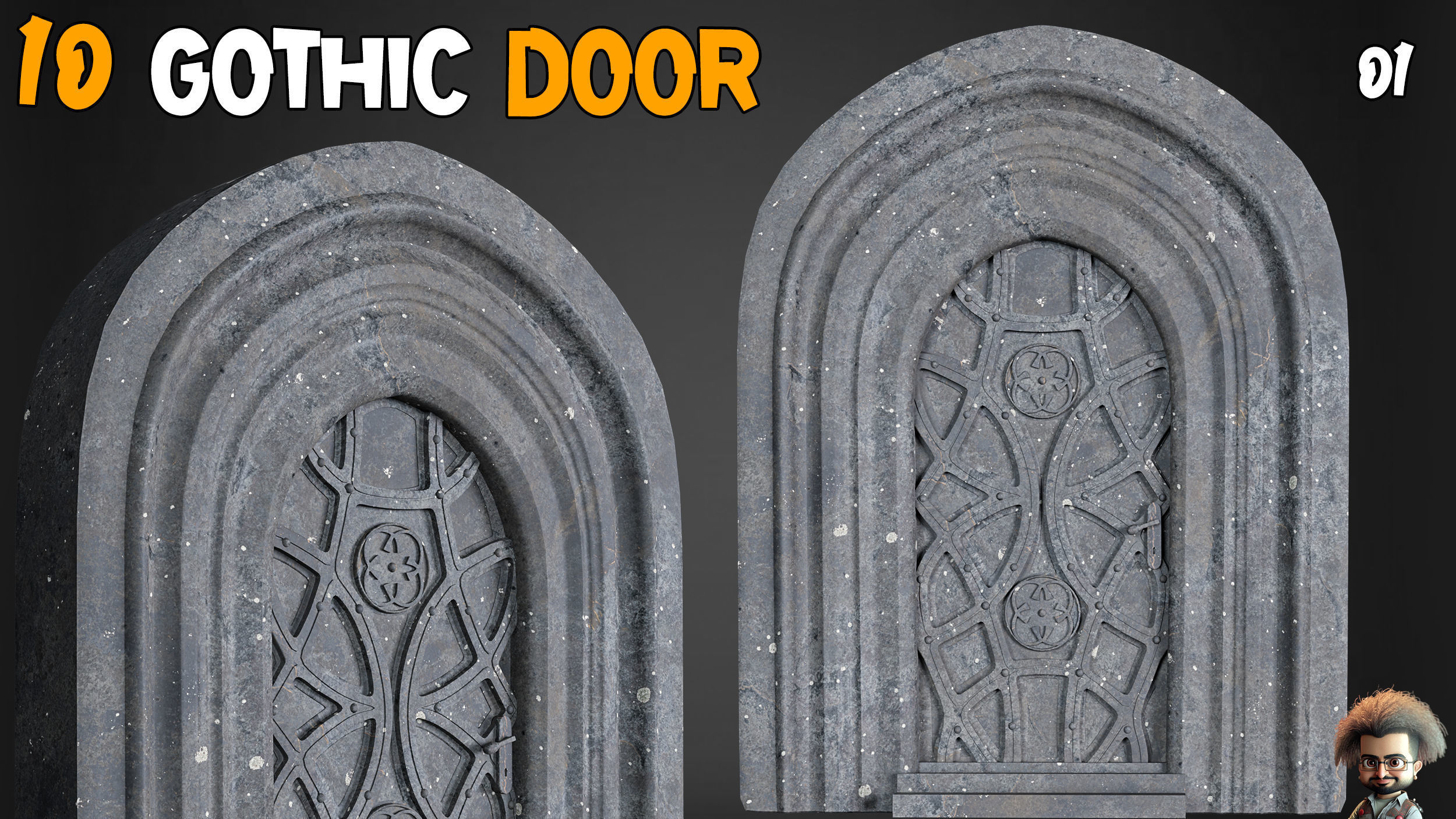 23 Gothic Door and Window 3D Model   Vol 1 Low-poly 3D model_17