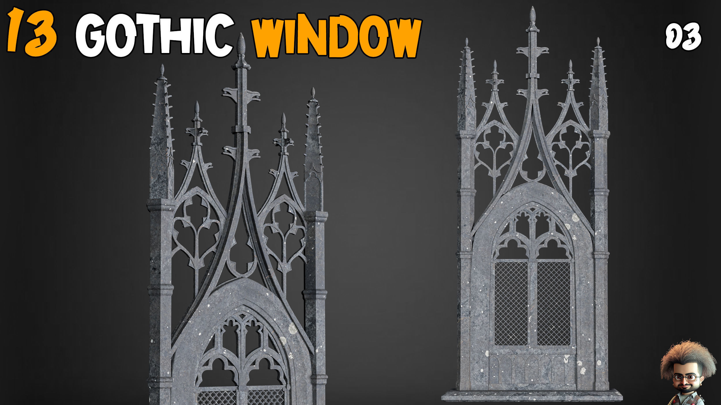 23 Gothic Door and Window 3D Model   Vol 1 Low-poly 3D model_6