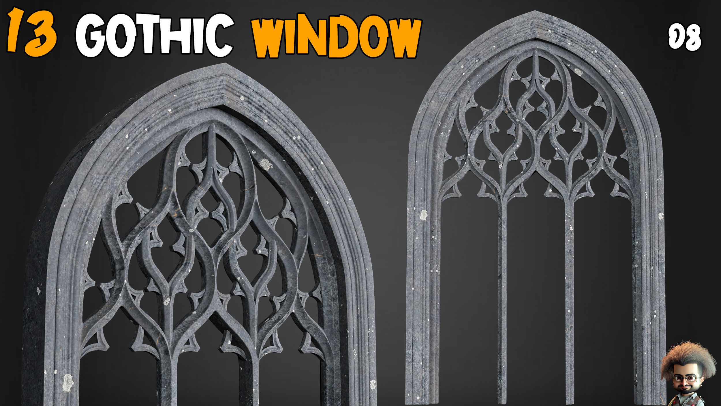 23 Gothic Door and Window 3D Model   Vol 1 Low-poly 3D model_11