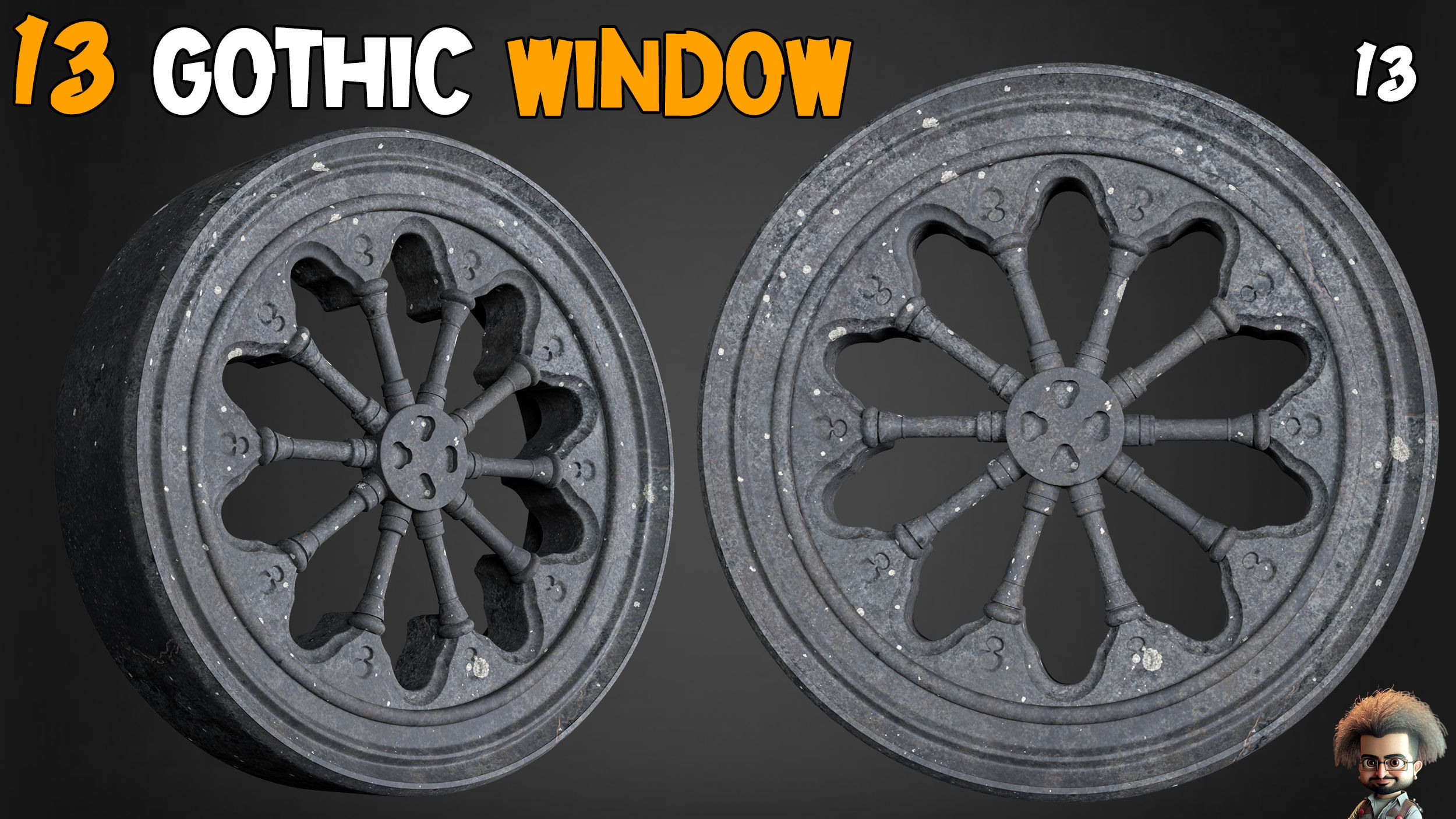 23 Gothic Door and Window 3D Model   Vol 1 Low-poly 3D model_16