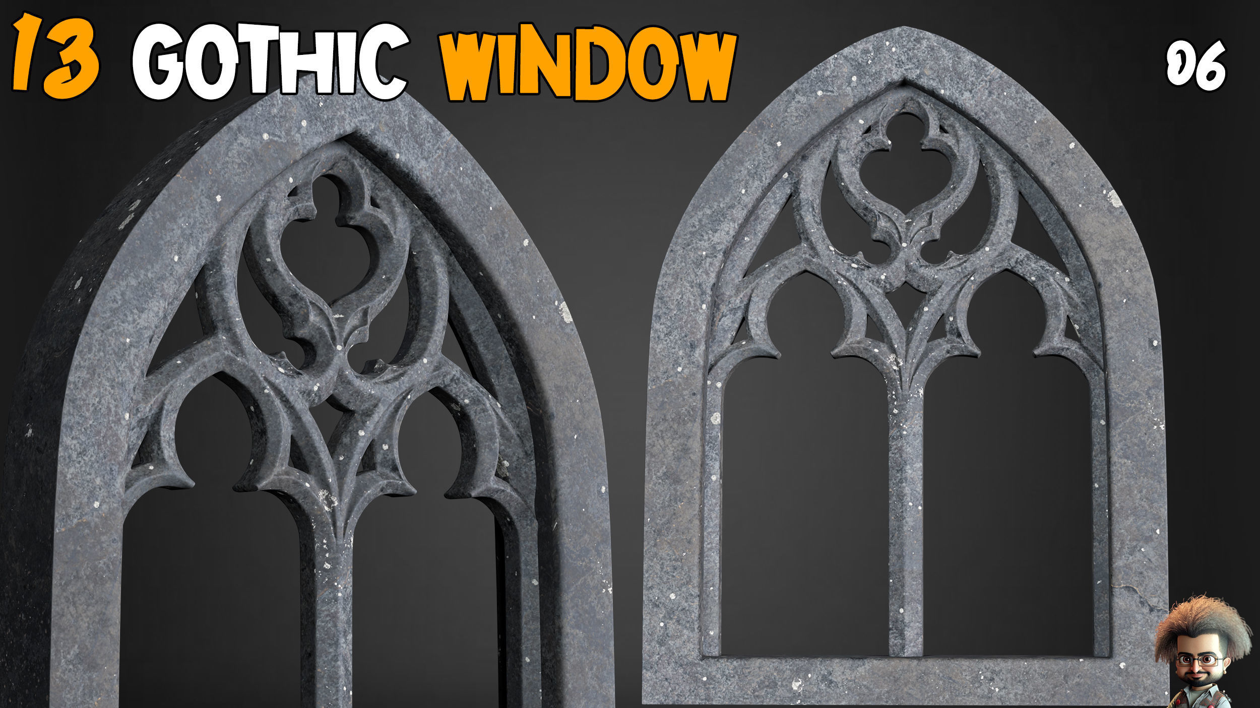 23 Gothic Door and Window 3D Model   Vol 1 Low-poly 3D model_9