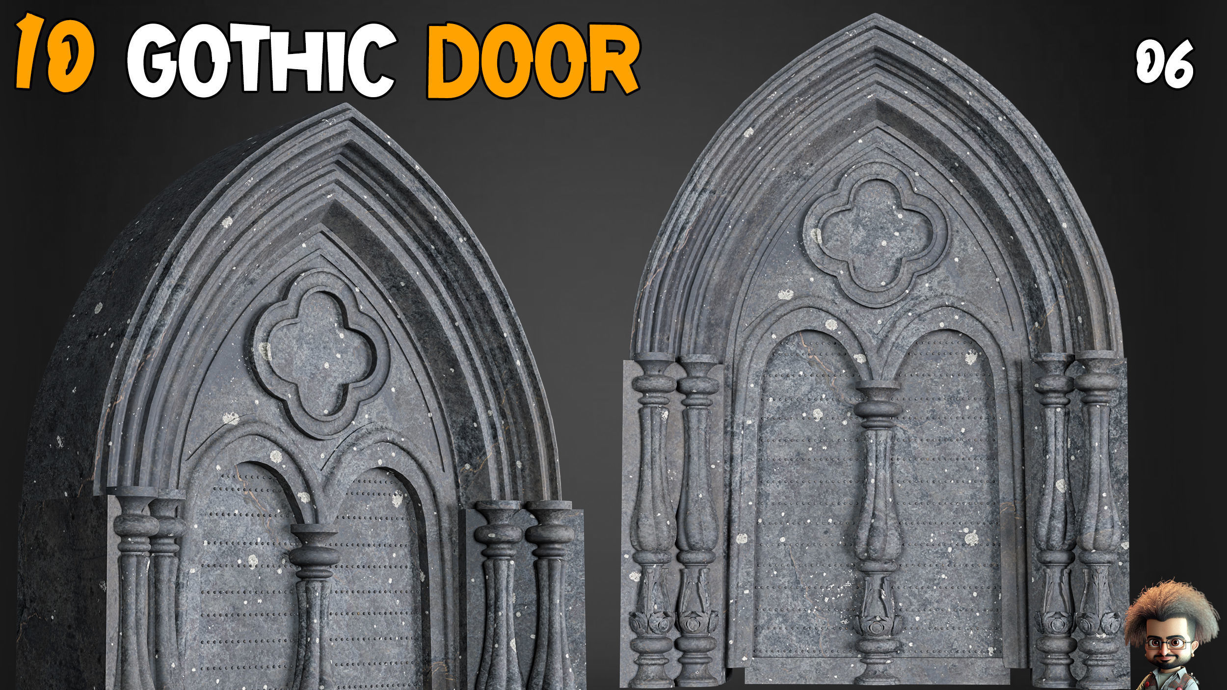 23 Gothic Door and Window 3D Model   Vol 1 Low-poly 3D model_22