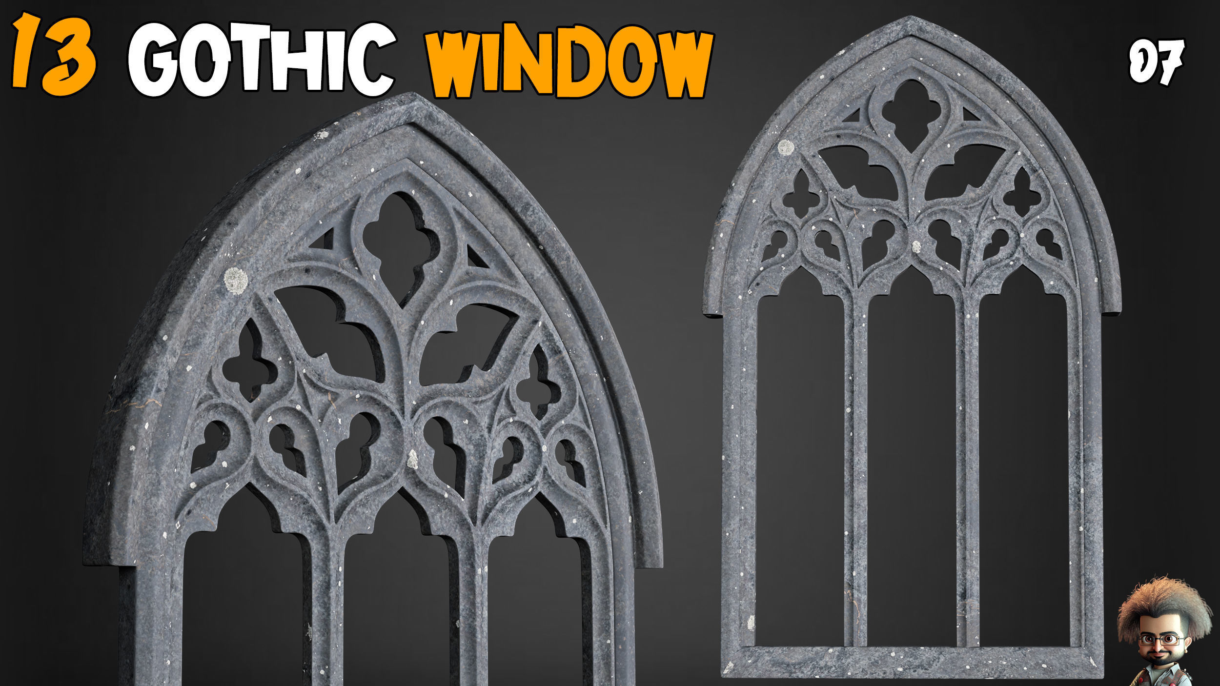 23 Gothic Door and Window 3D Model   Vol 1 Low-poly 3D model_10