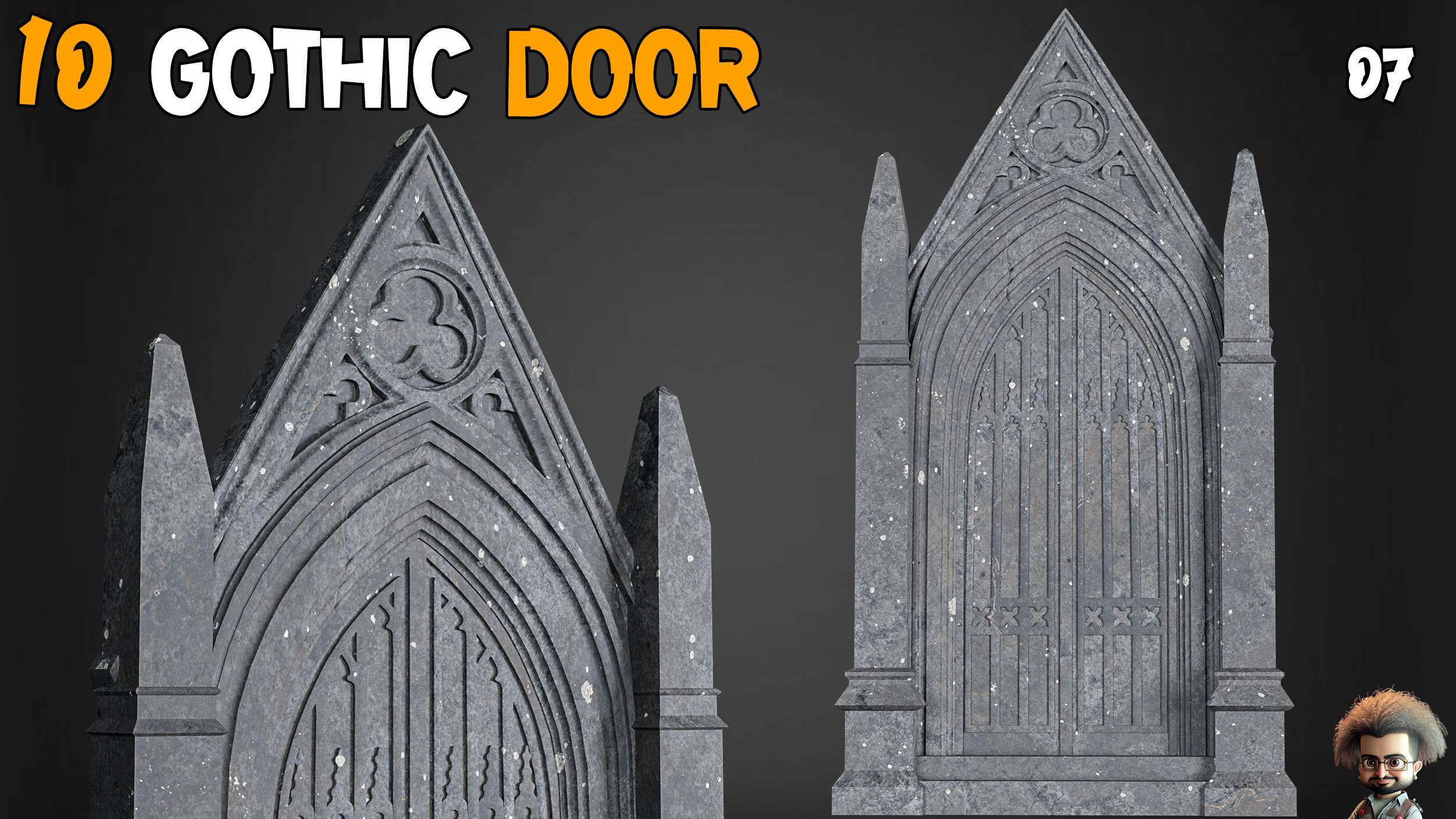 23 Gothic Door and Window 3D Model   Vol 1 Low-poly 3D model_23