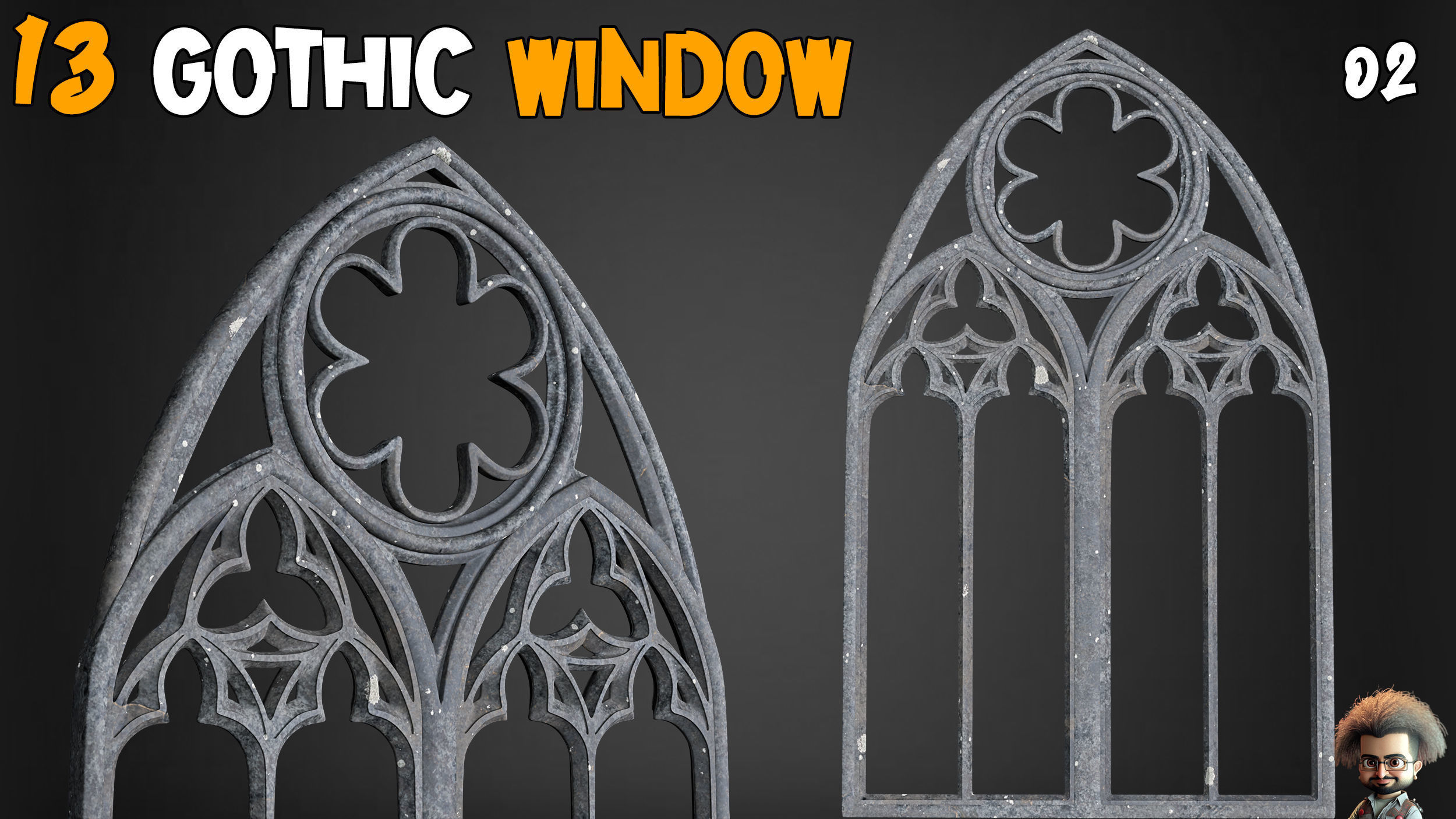 23 Gothic Door and Window 3D Model   Vol 1 Low-poly 3D model_5