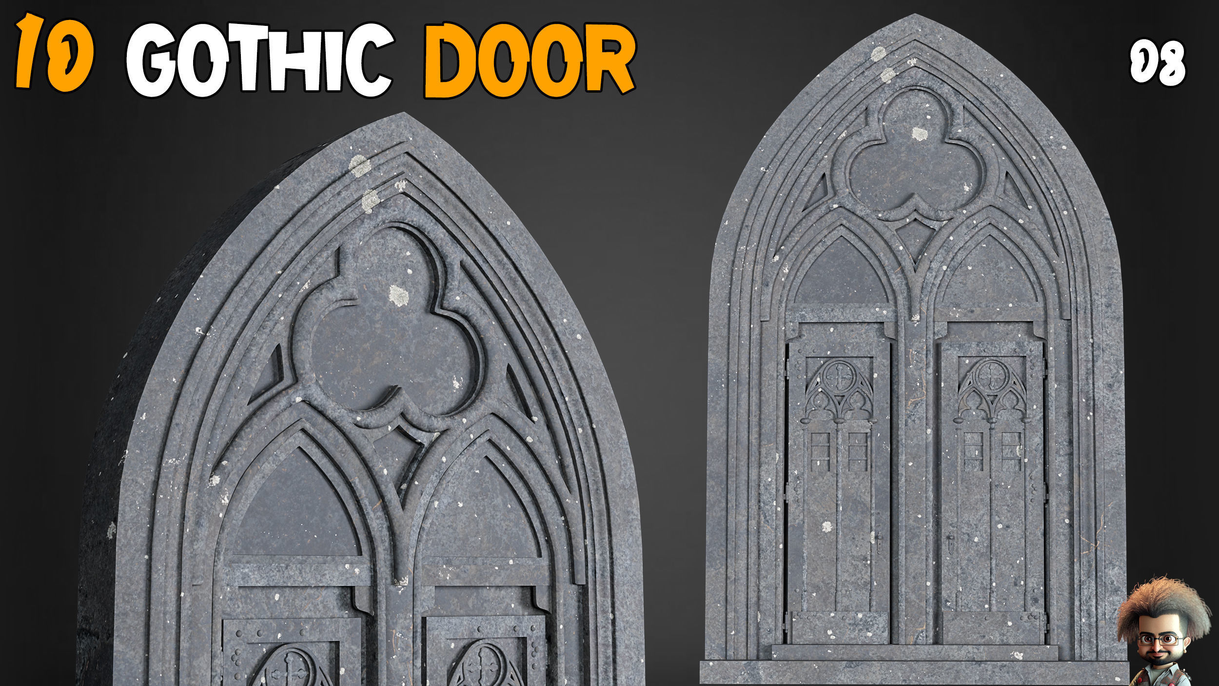 23 Gothic Door and Window 3D Model   Vol 1 Low-poly 3D model_24