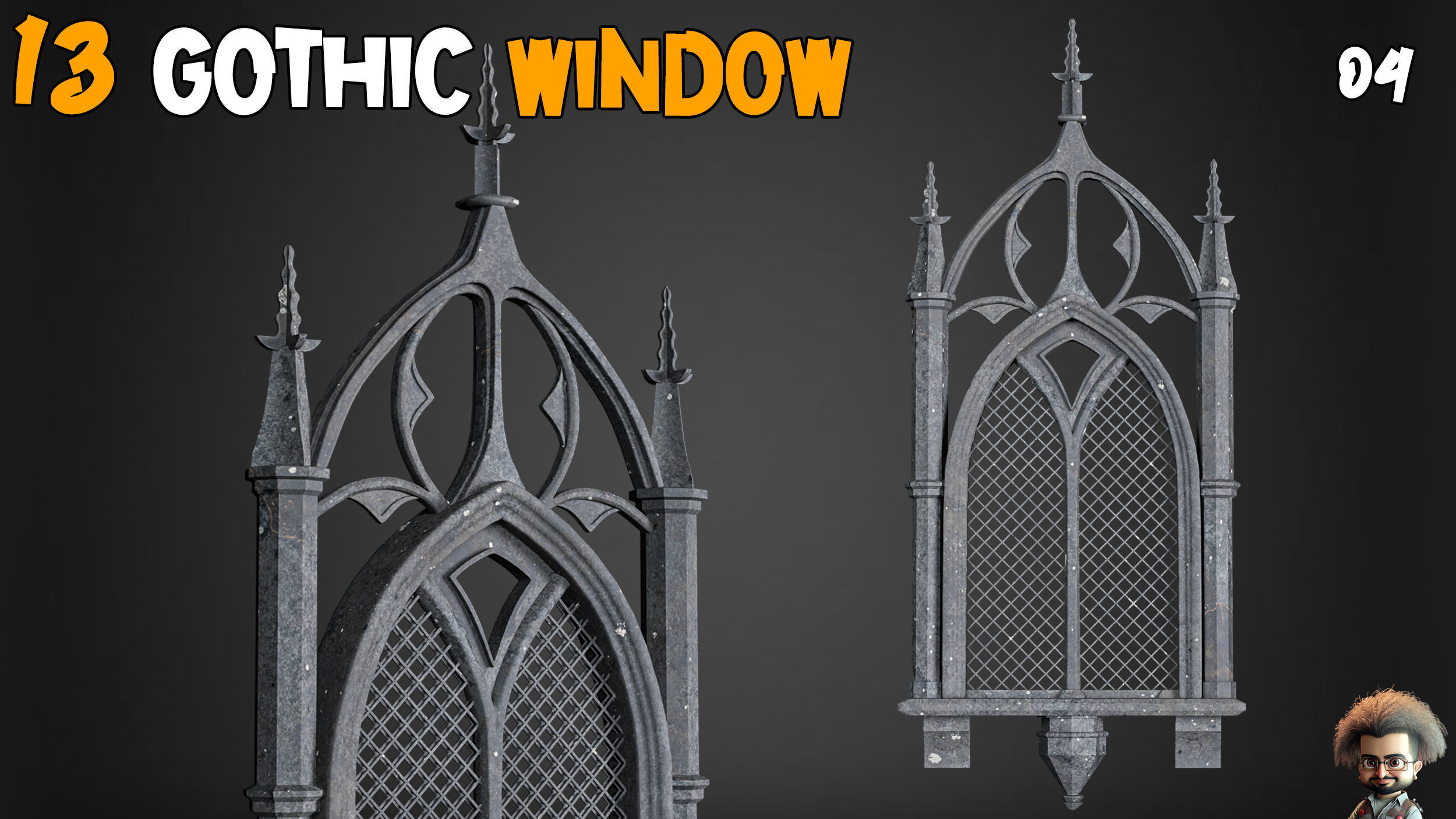 23 Gothic Door and Window 3D Model   Vol 1 Low-poly 3D model_7