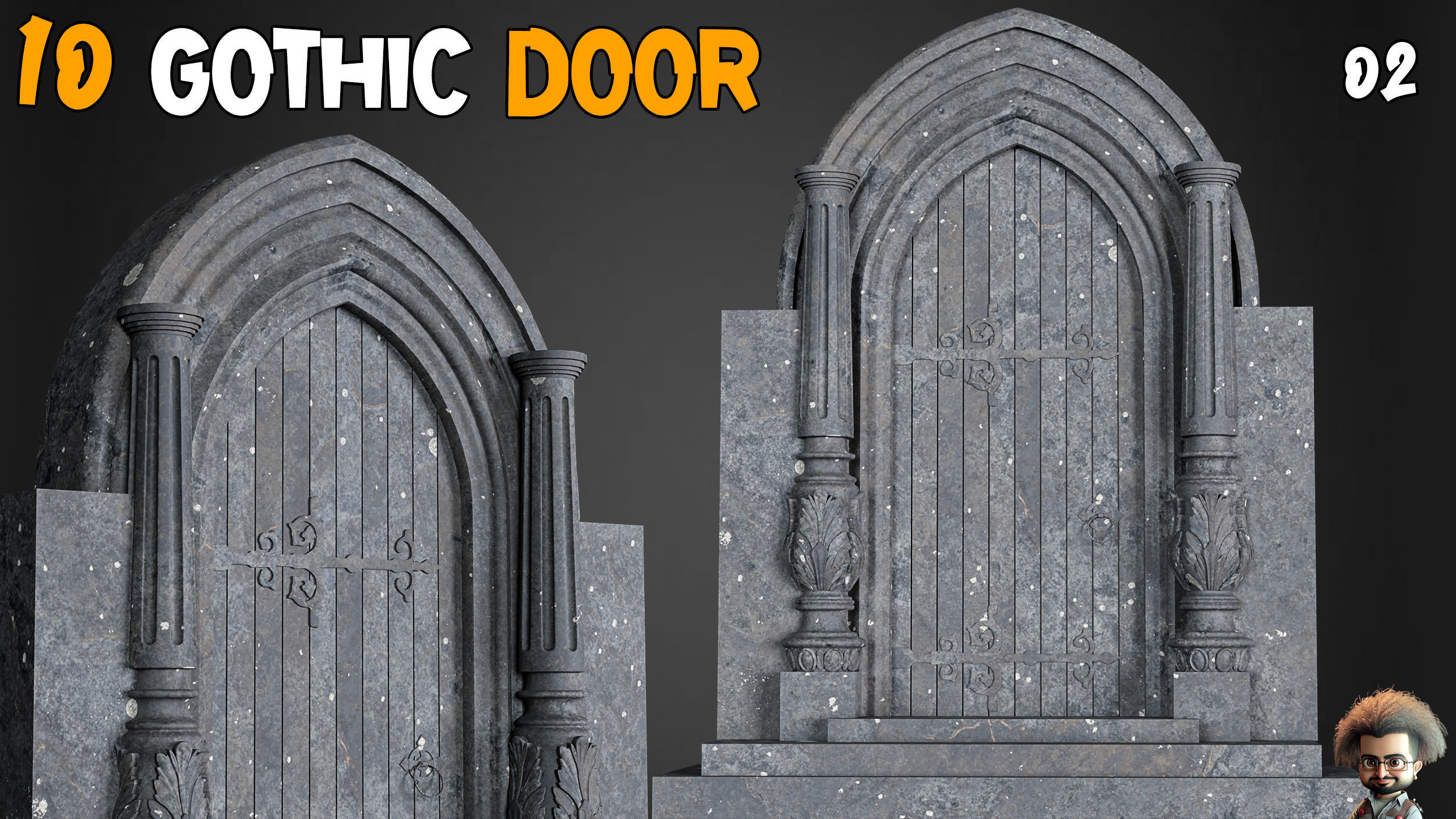 23 Gothic Door and Window 3D Model   Vol 1 Low-poly 3D model_18