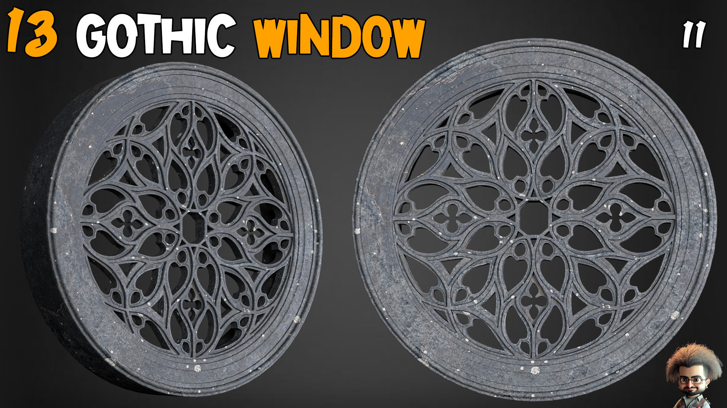 23 Gothic Door and Window 3D Model   Vol 1 Low-poly 3D model_14