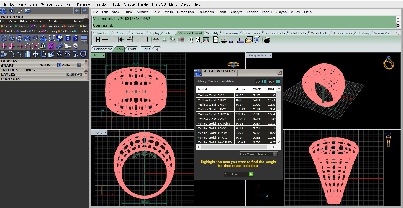 Woven Wire Mesh Plain gold ring 3D print model_3