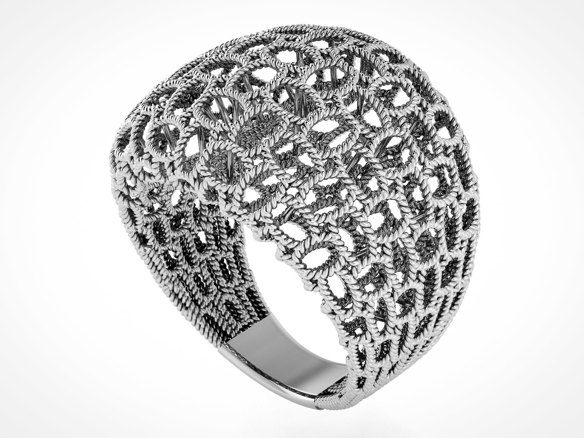 Woven Wire Mesh Plain gold ring 3D print model_2