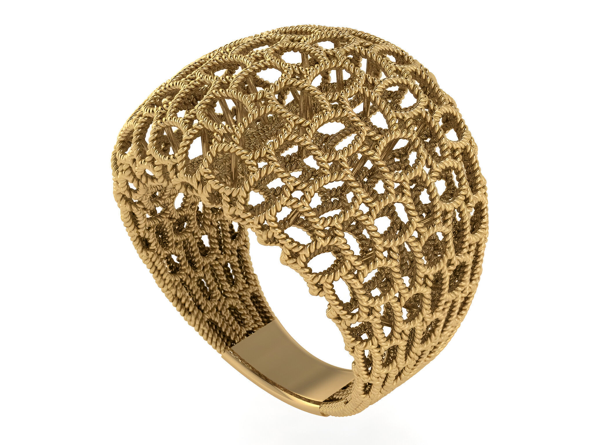 Woven Wire Mesh Plain gold ring 3D print model_1