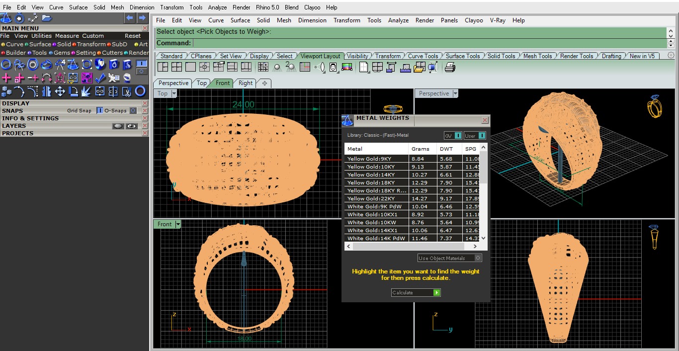 Leaves on Vines Plain gold ring 3D print model_3