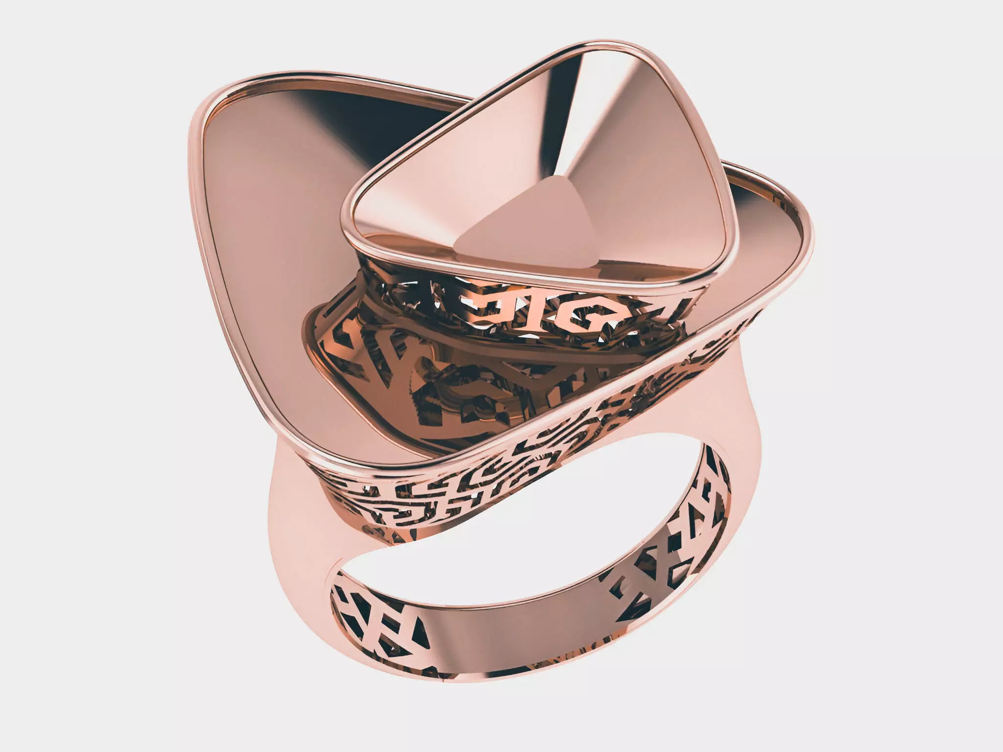 Triangular Plain gold ring 3D print model_0