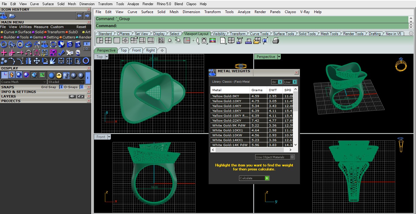 Triangular Plain gold ring 3D print model_3