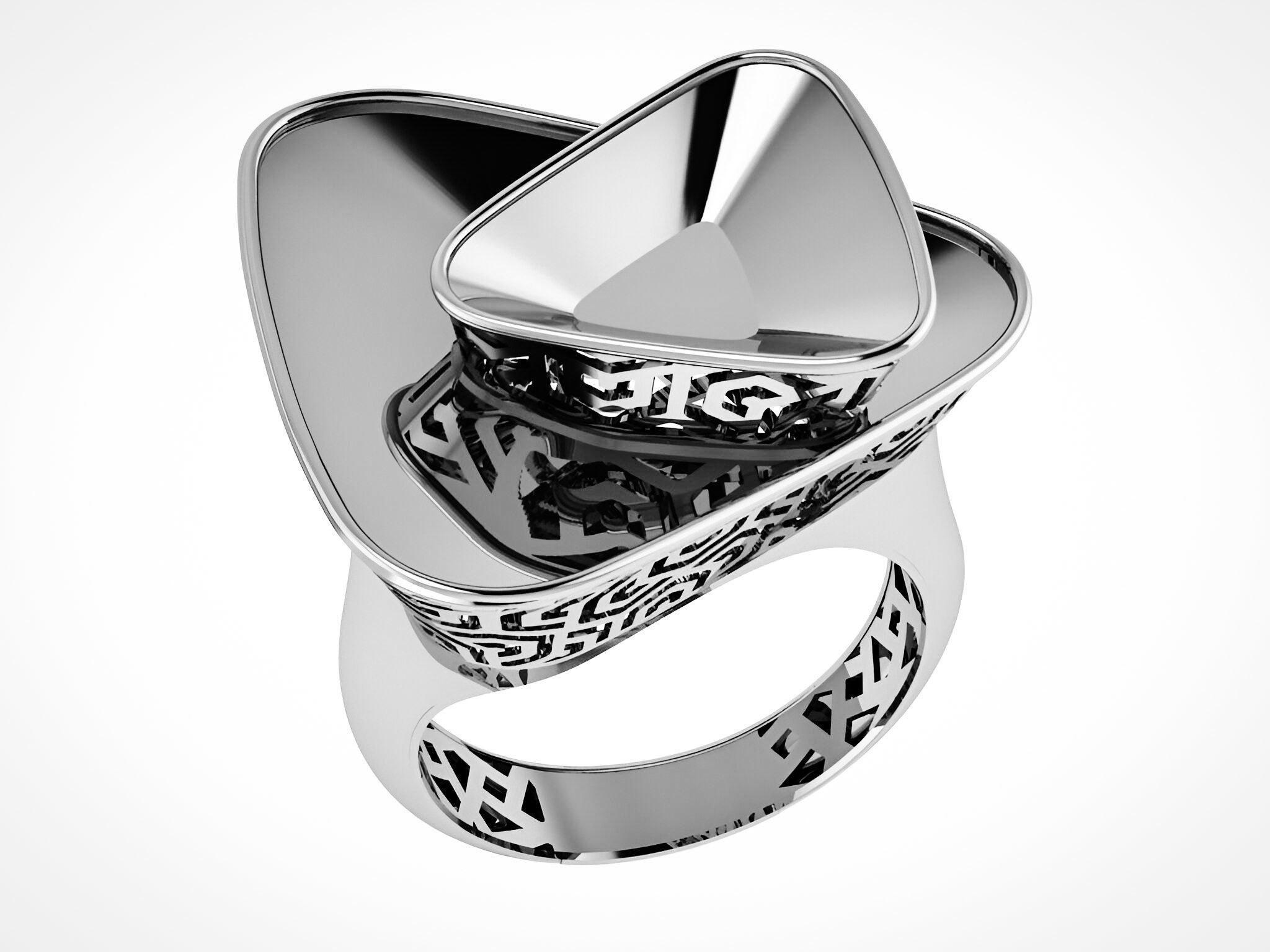 Triangular Plain gold ring 3D print model_2