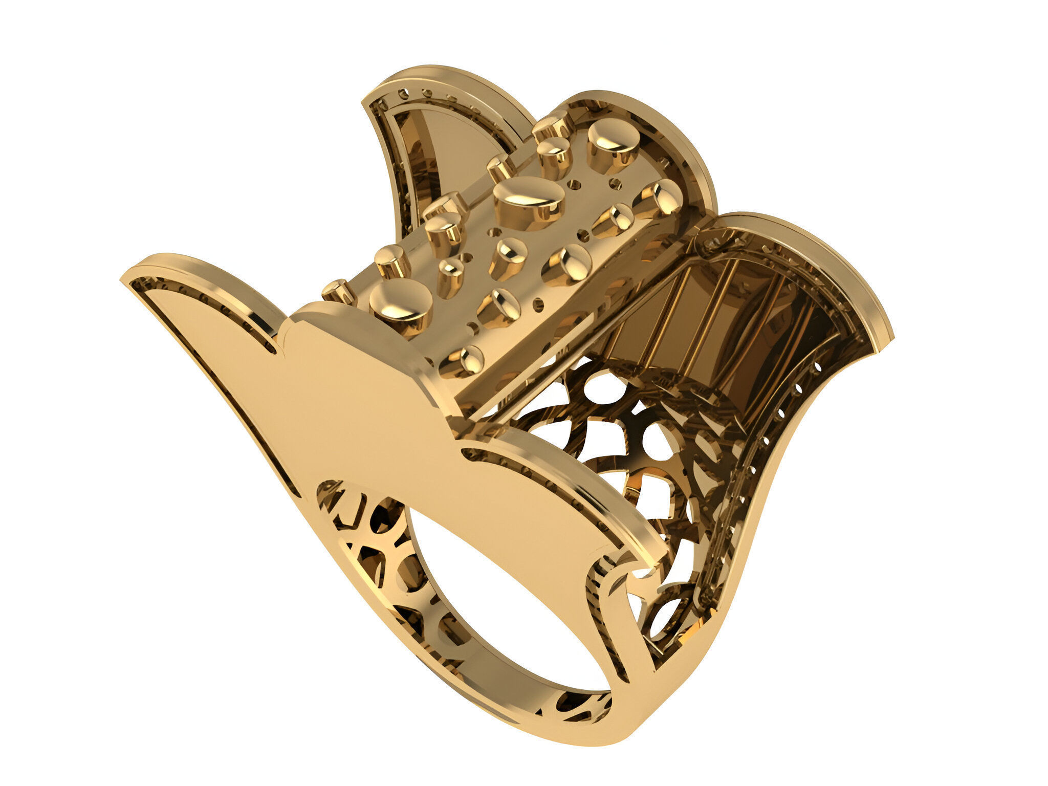 Flower Plain gold ring 3D print model_1