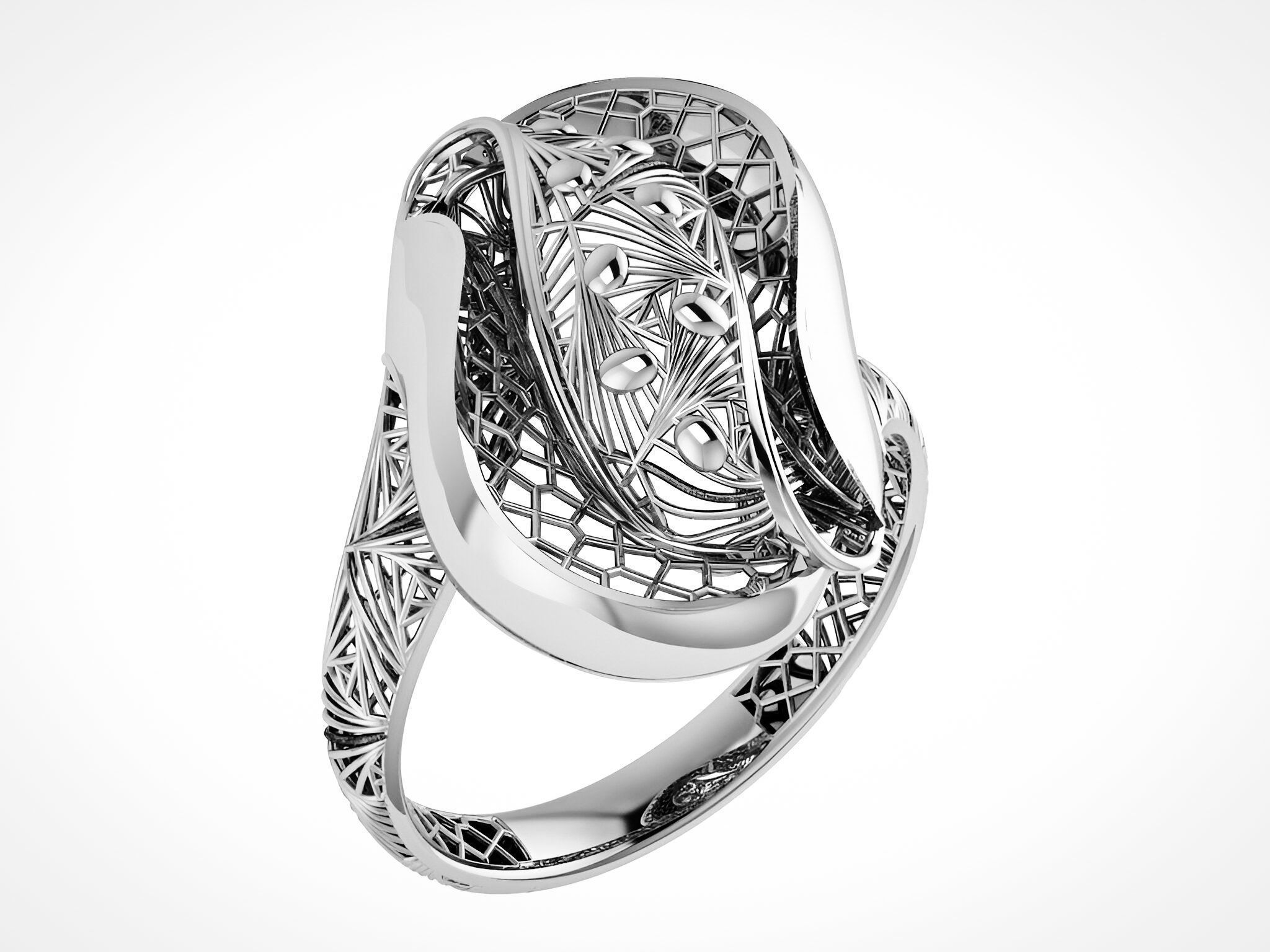 Flower Wire Mesh Plain gold ring 3D print model_2