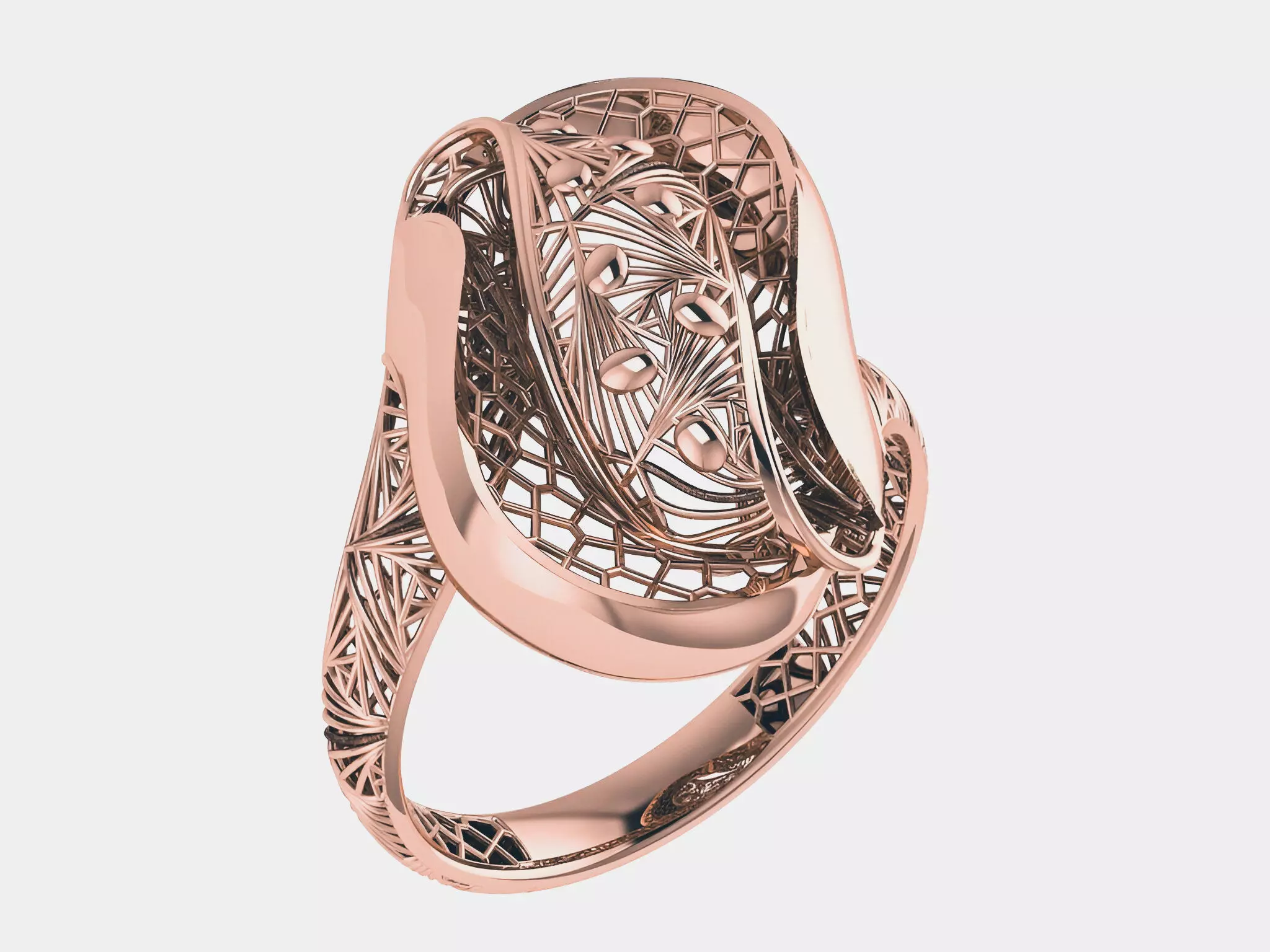 Flower Wire Mesh Plain gold ring 3D print model_0