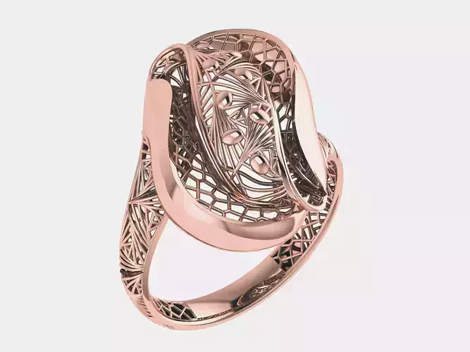 Flower Wire Mesh Plain gold ring