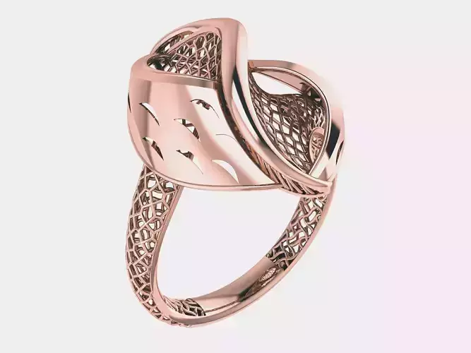 Wave Wire Mesh Plain gold ring