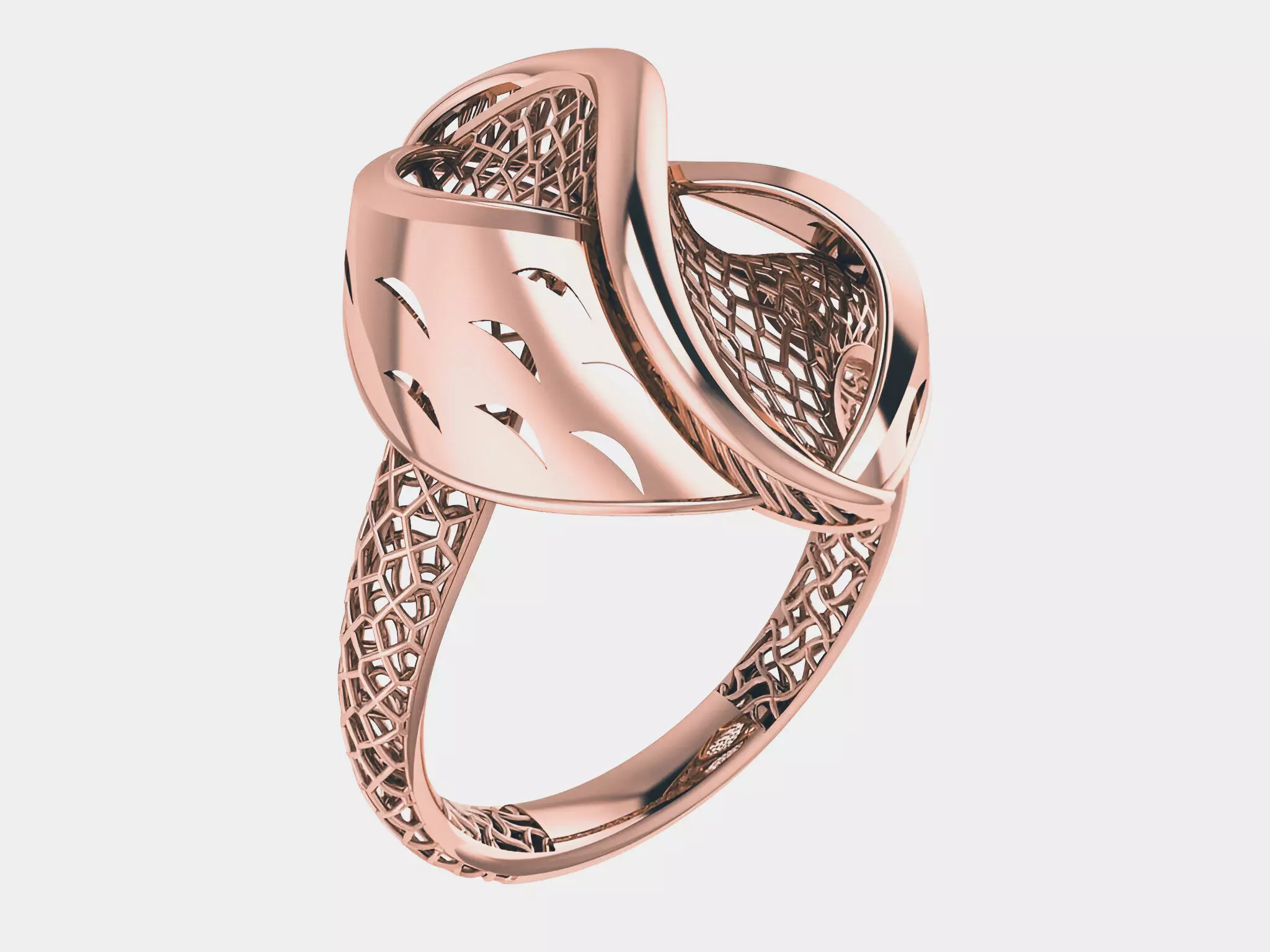 Wave Wire Mesh Plain gold ring 3D print model_0