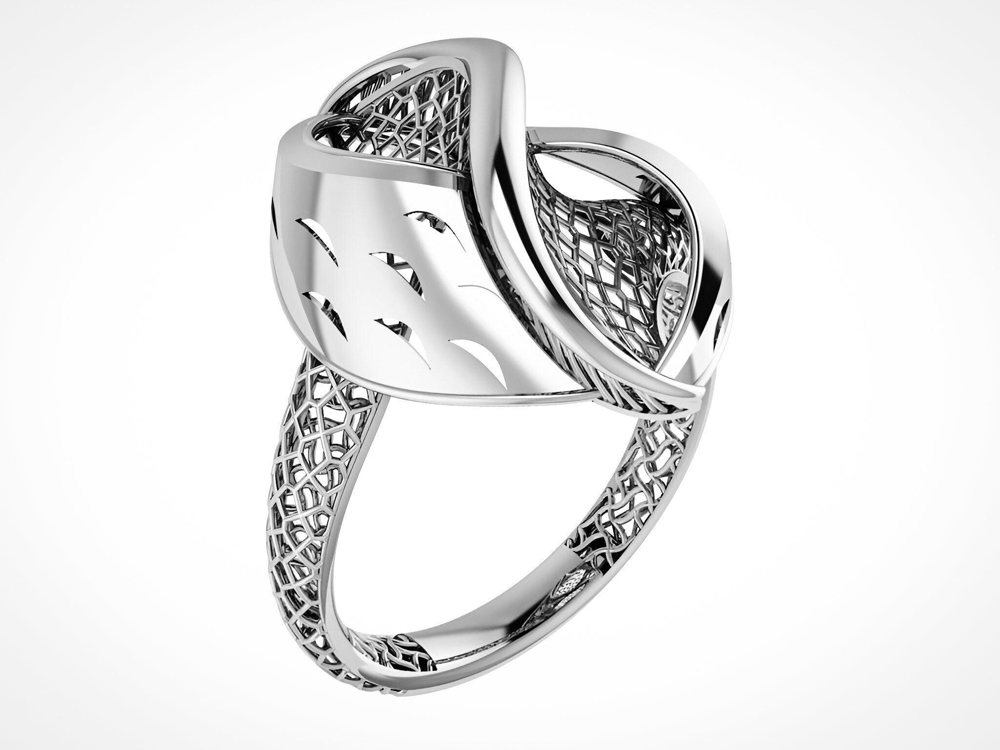 Wave Wire Mesh Plain gold ring 3D print model_2