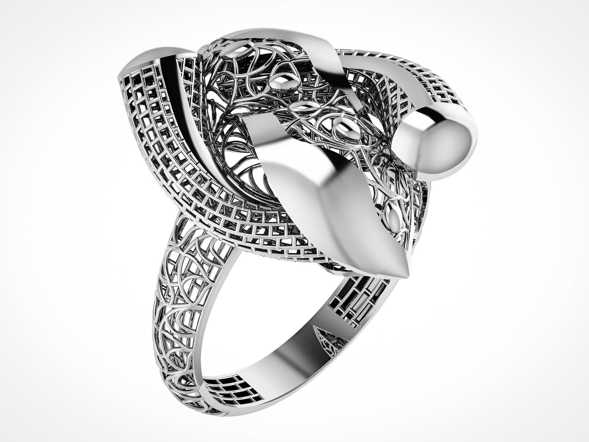 Wire Mesh Plain gold ring 3D print model_2