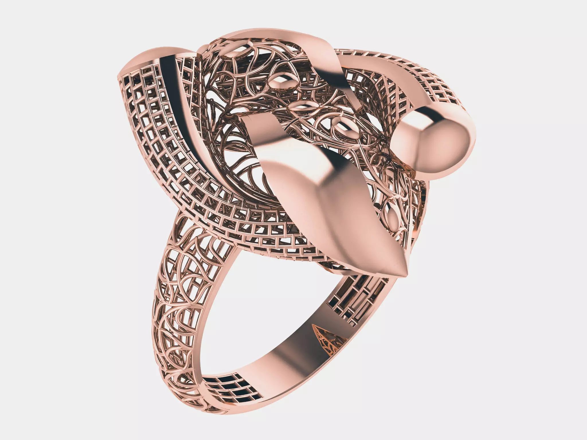 Wire Mesh Plain gold ring 3D print model_0