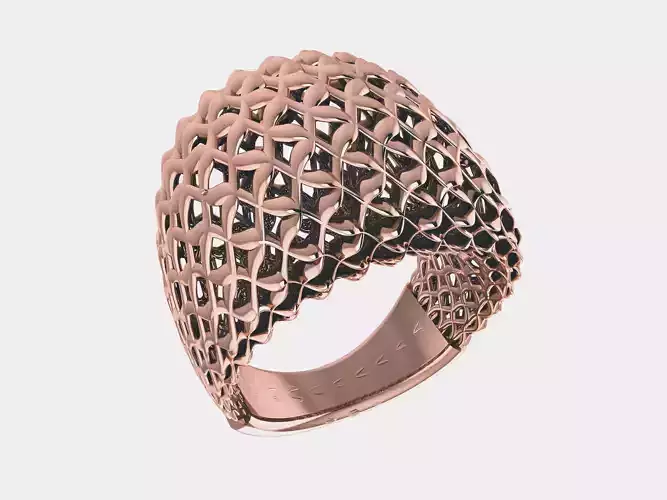 Wave Wire Mesh Plain gold ring
