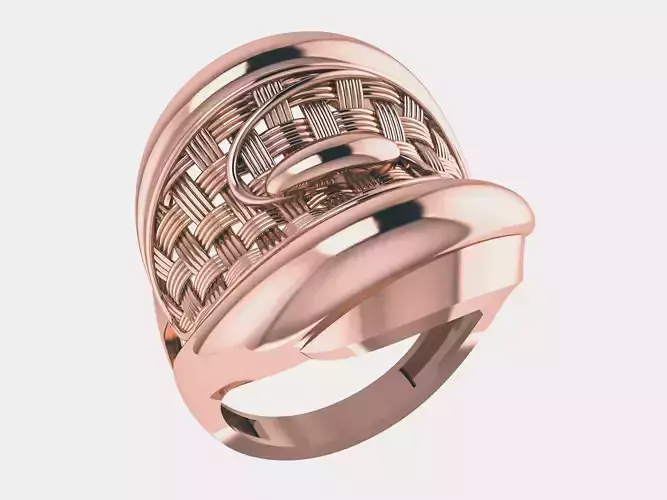 Woven Wire Mesh Plain gold ring 3D print model