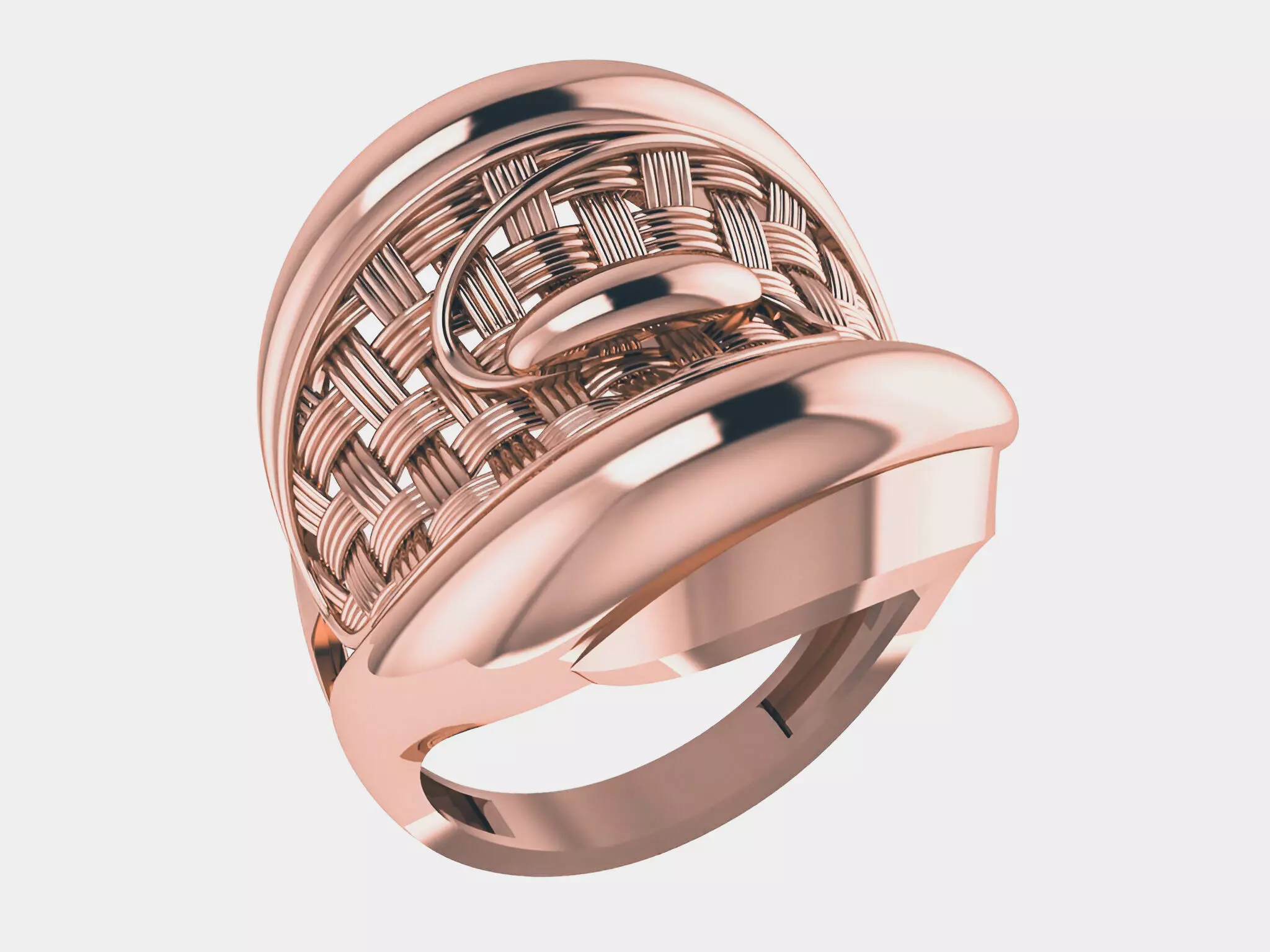Woven Wire Mesh Plain gold ring 3D print model_0