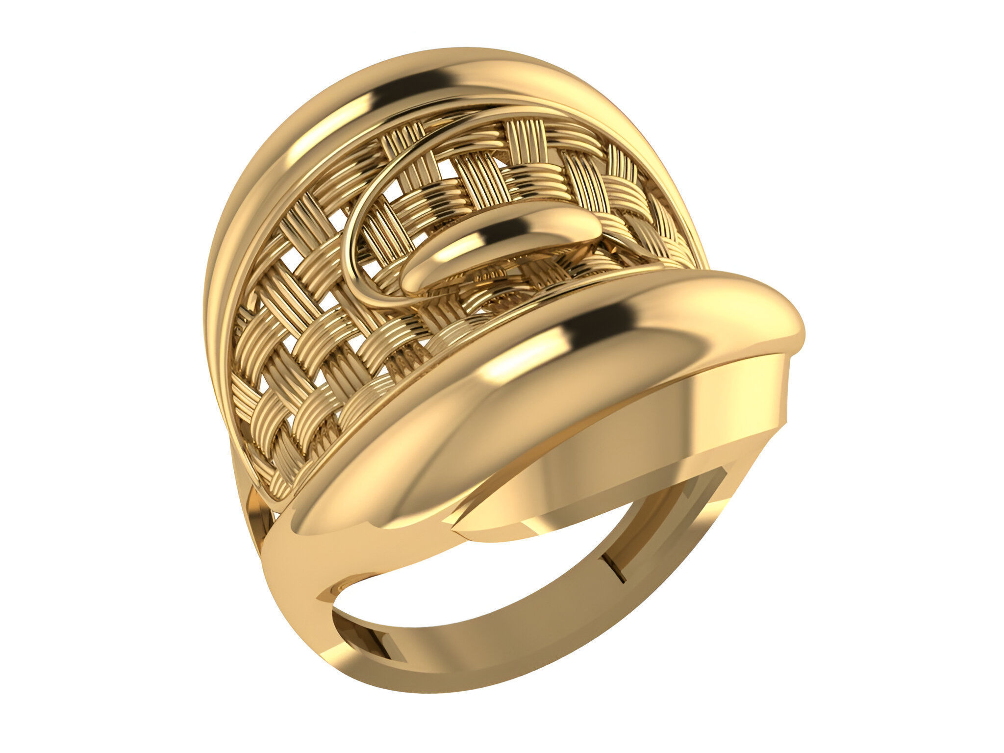 Woven Wire Mesh Plain gold ring 3D print model_1