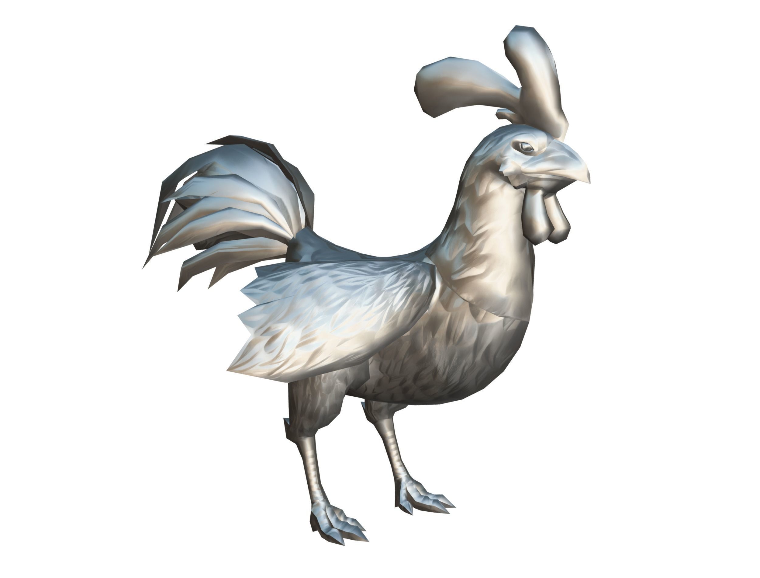 Red Rooster Dark Tail Feathers And Yellow Beak Low-poly 3D model_20