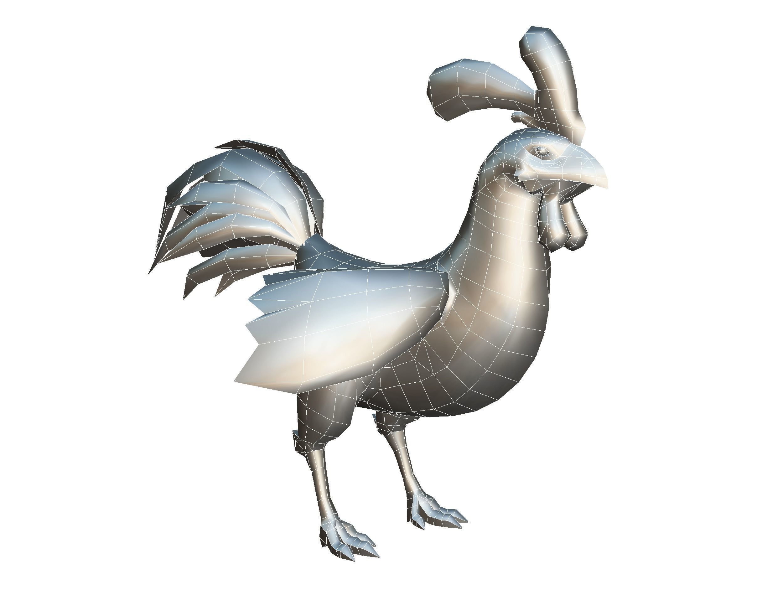 Red Rooster Dark Tail Feathers And Yellow Beak Low-poly 3D model_19