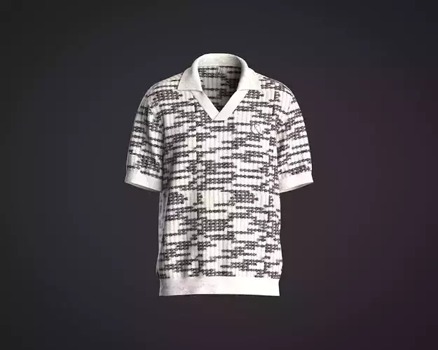 Men Short-Sleeve Sweater Polo with Johnny Collar