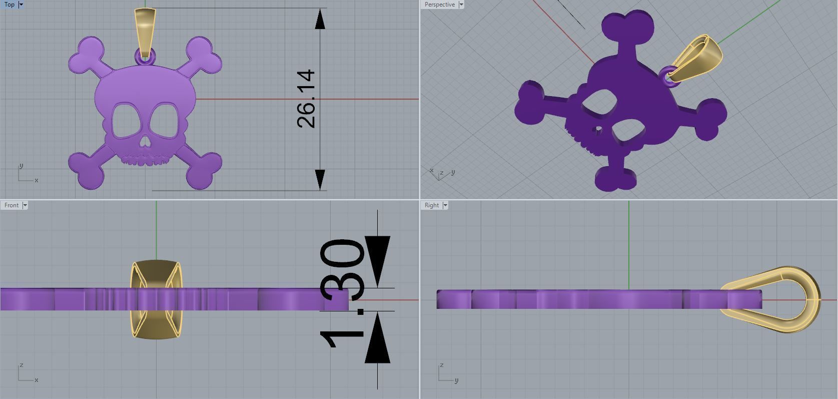 halloween skull pendant 3D print model_3