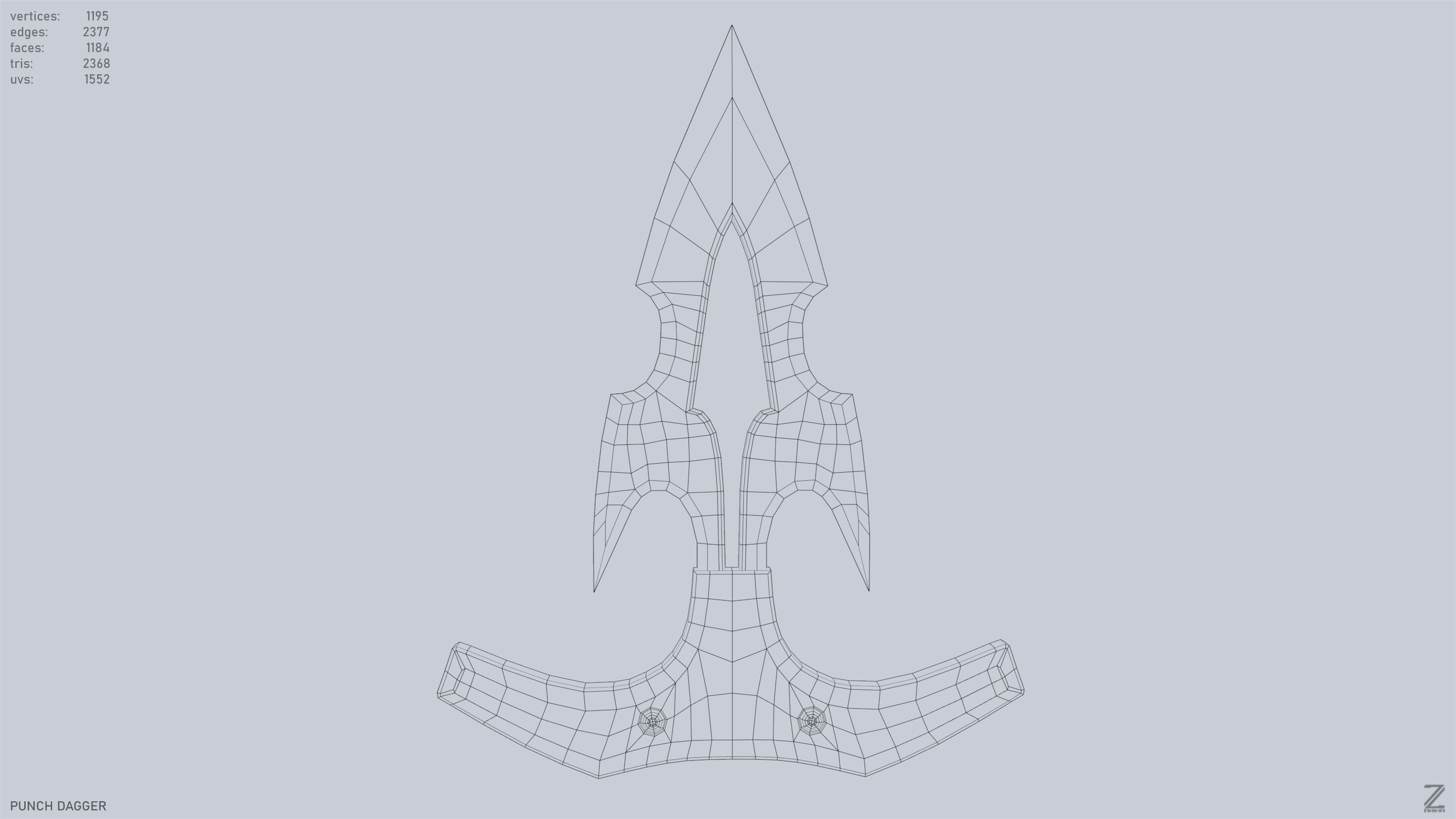 Punch dagger Low-poly 3D model_9