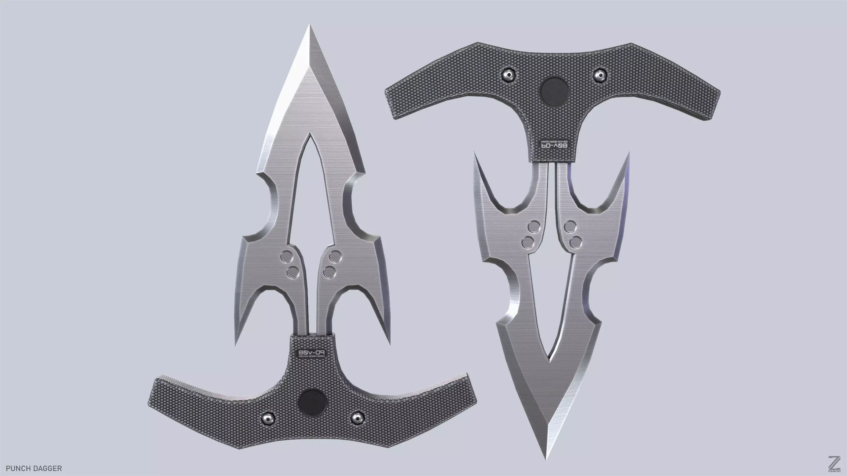 Punch dagger Low-poly 3D model_0