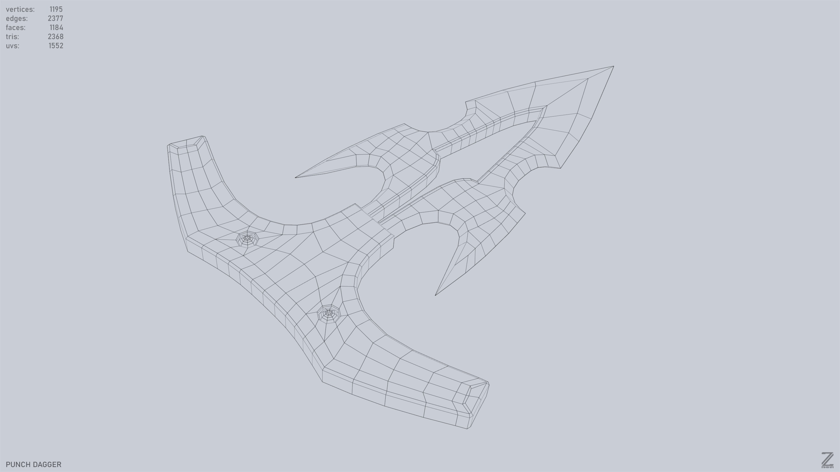 Punch dagger Low-poly 3D model_11