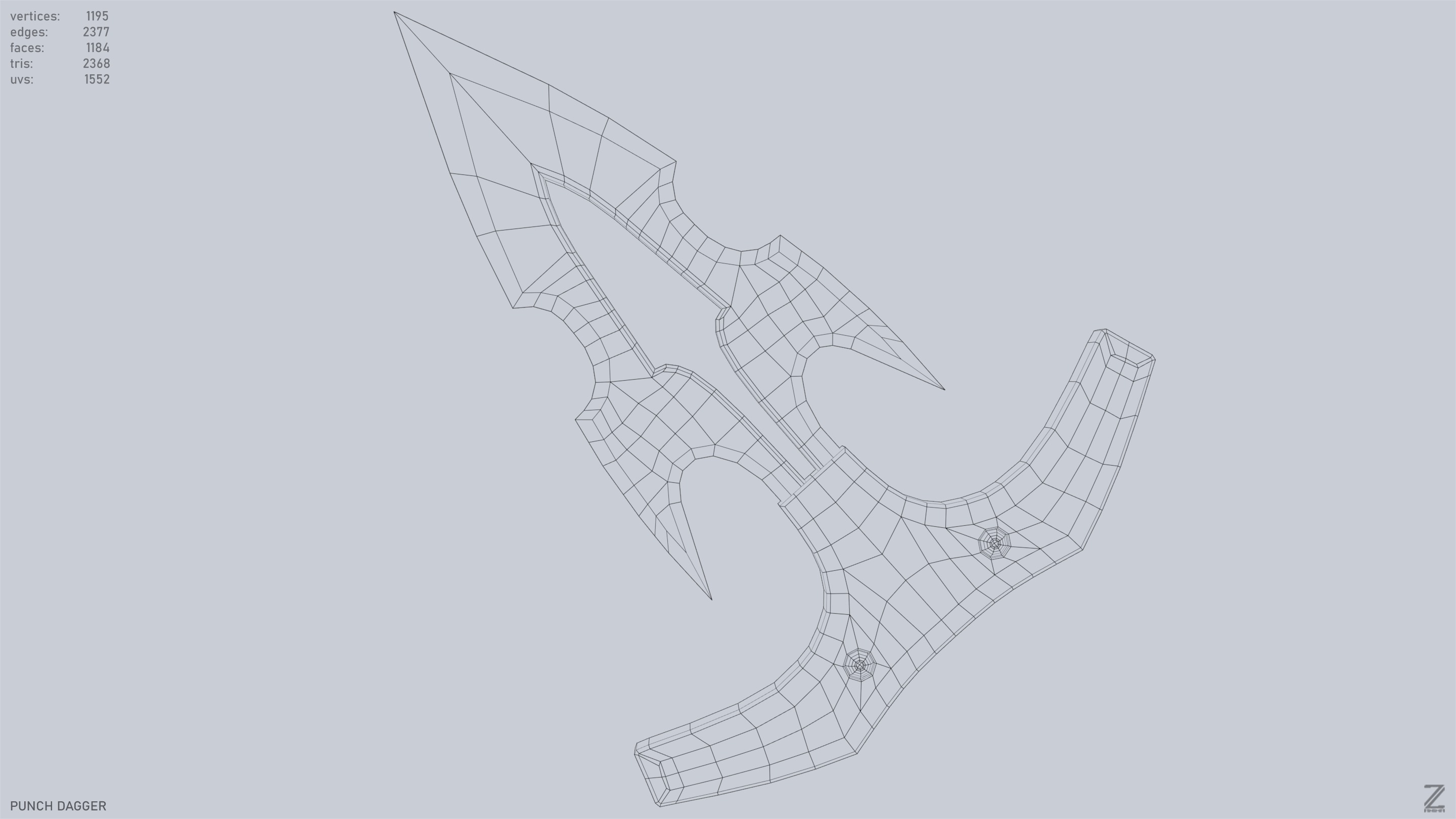 Punch dagger Low-poly 3D model_10