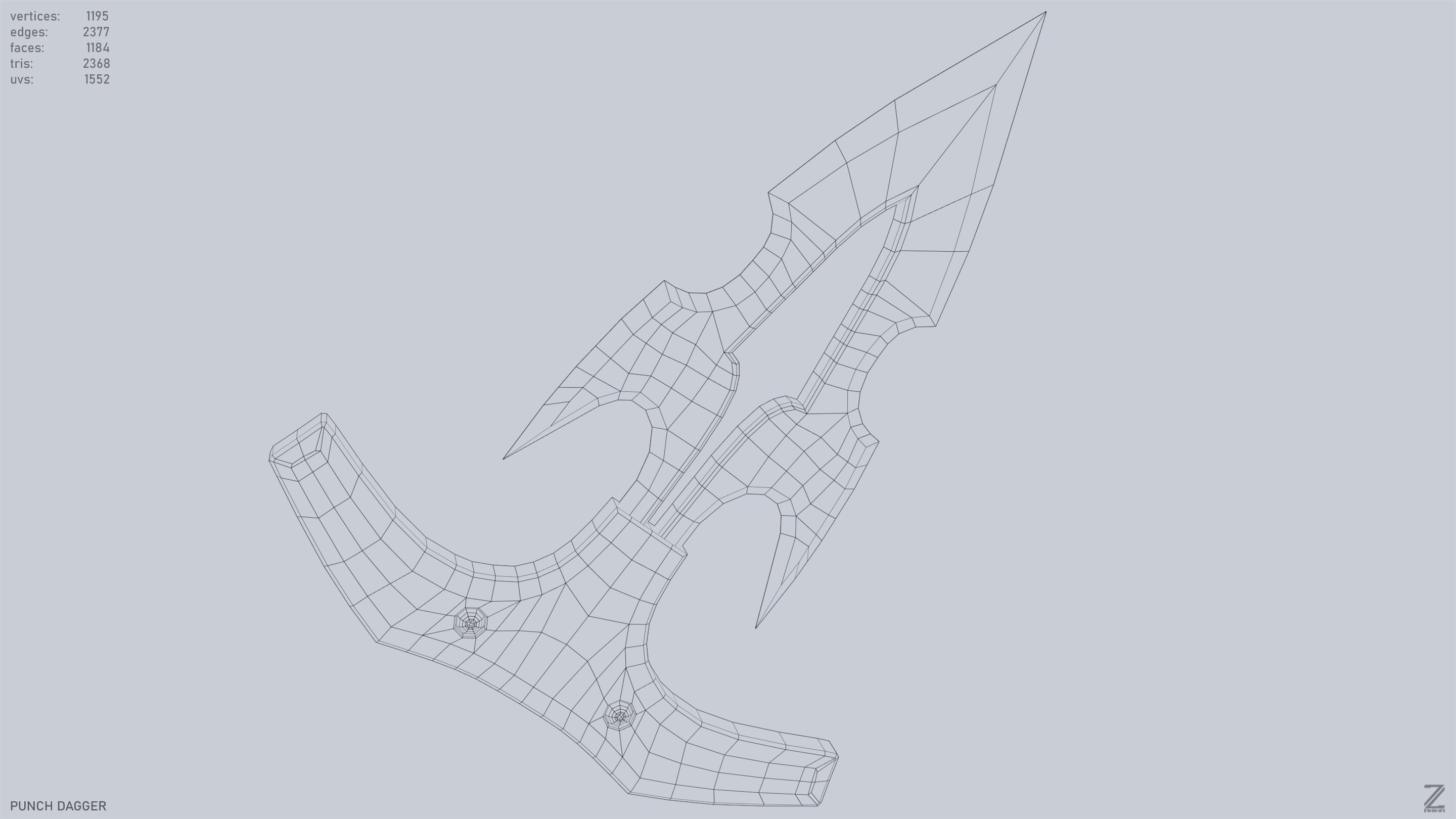 Punch dagger Low-poly 3D model_15