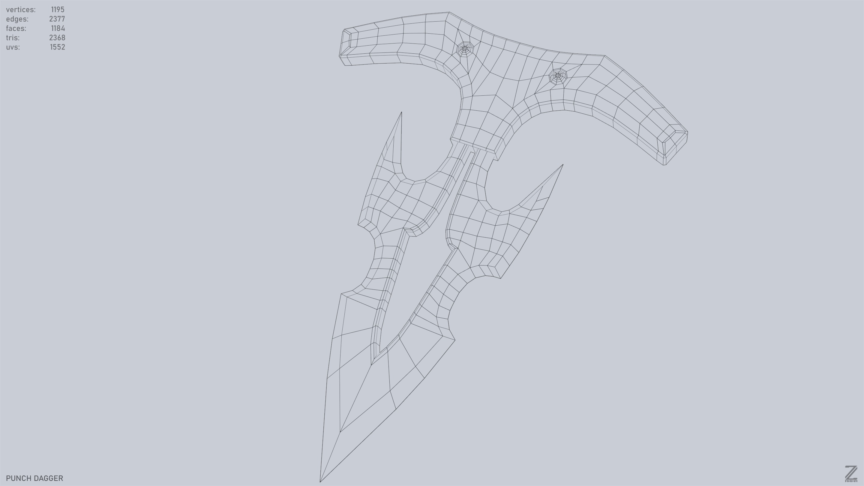 Punch dagger Low-poly 3D model_12