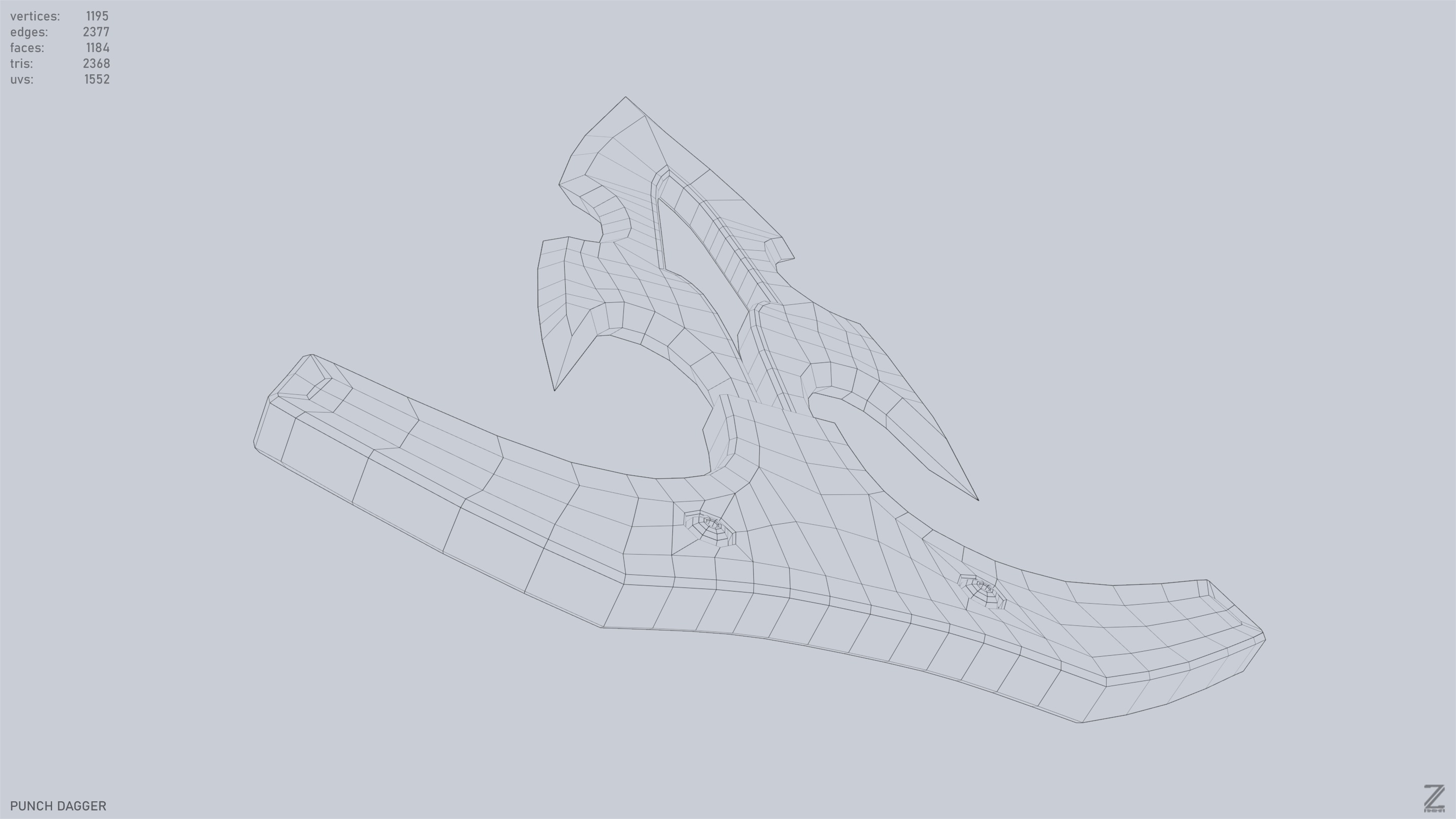Punch dagger Low-poly 3D model_14